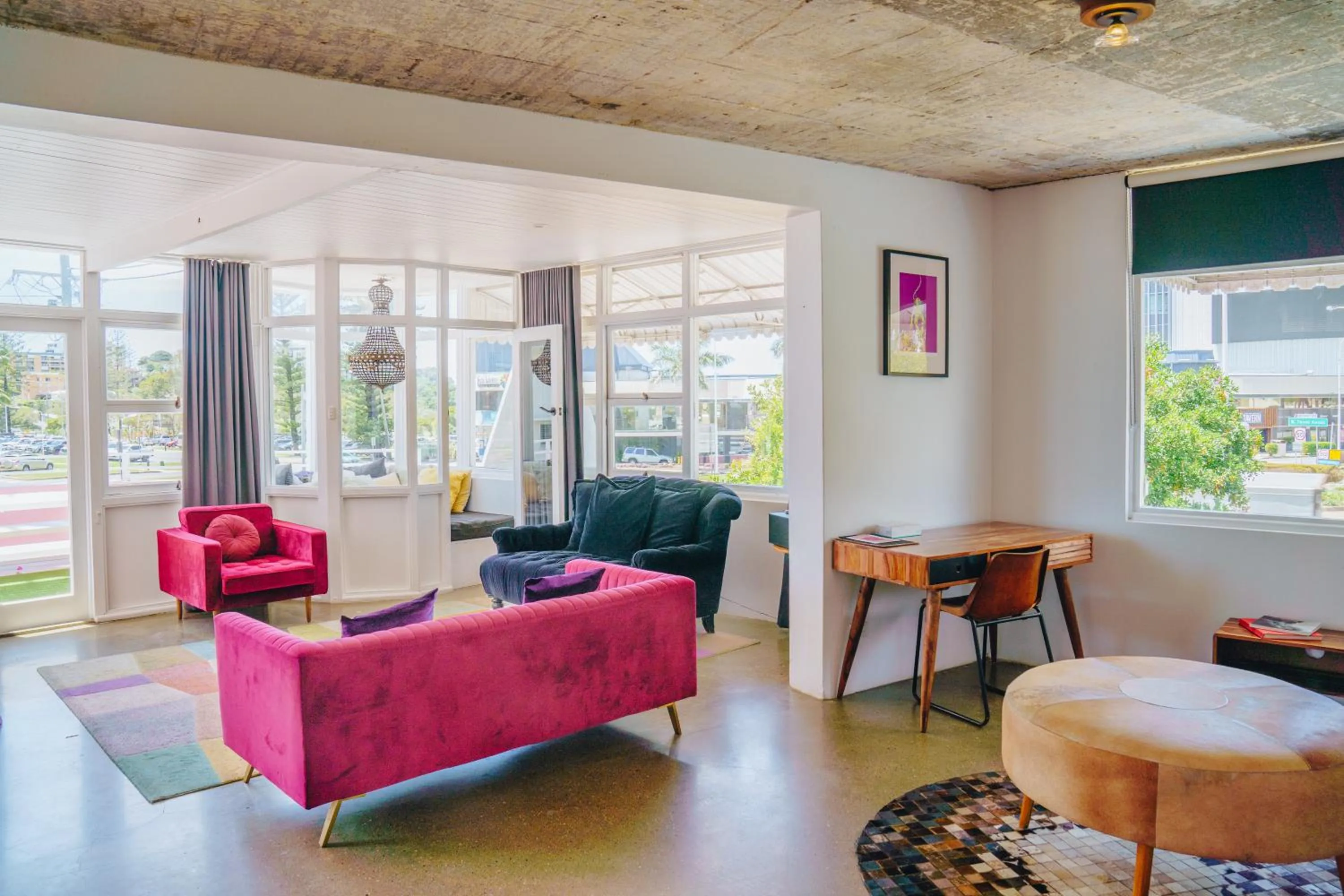 Living room in The Pink Hotel Coolangatta