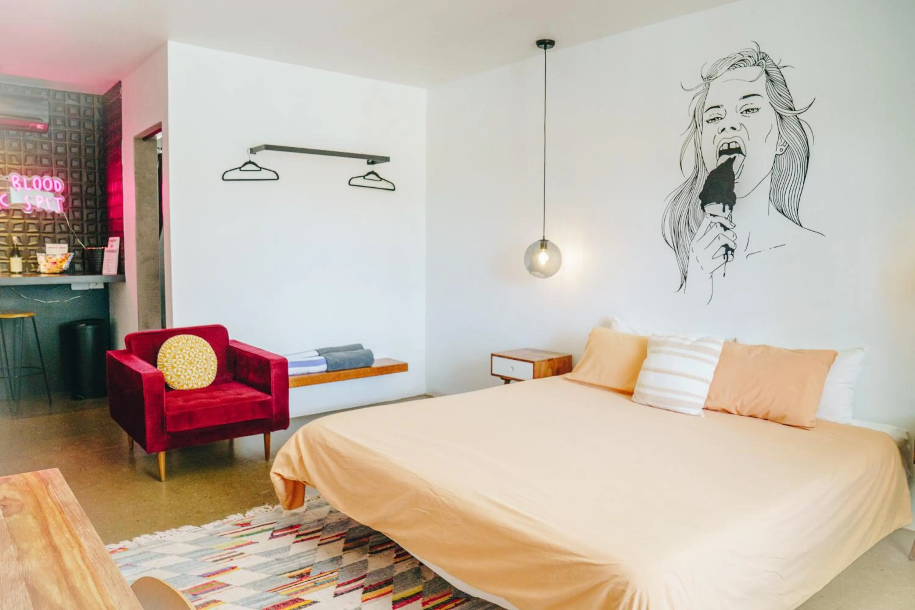 Bed in The Pink Hotel Coolangatta