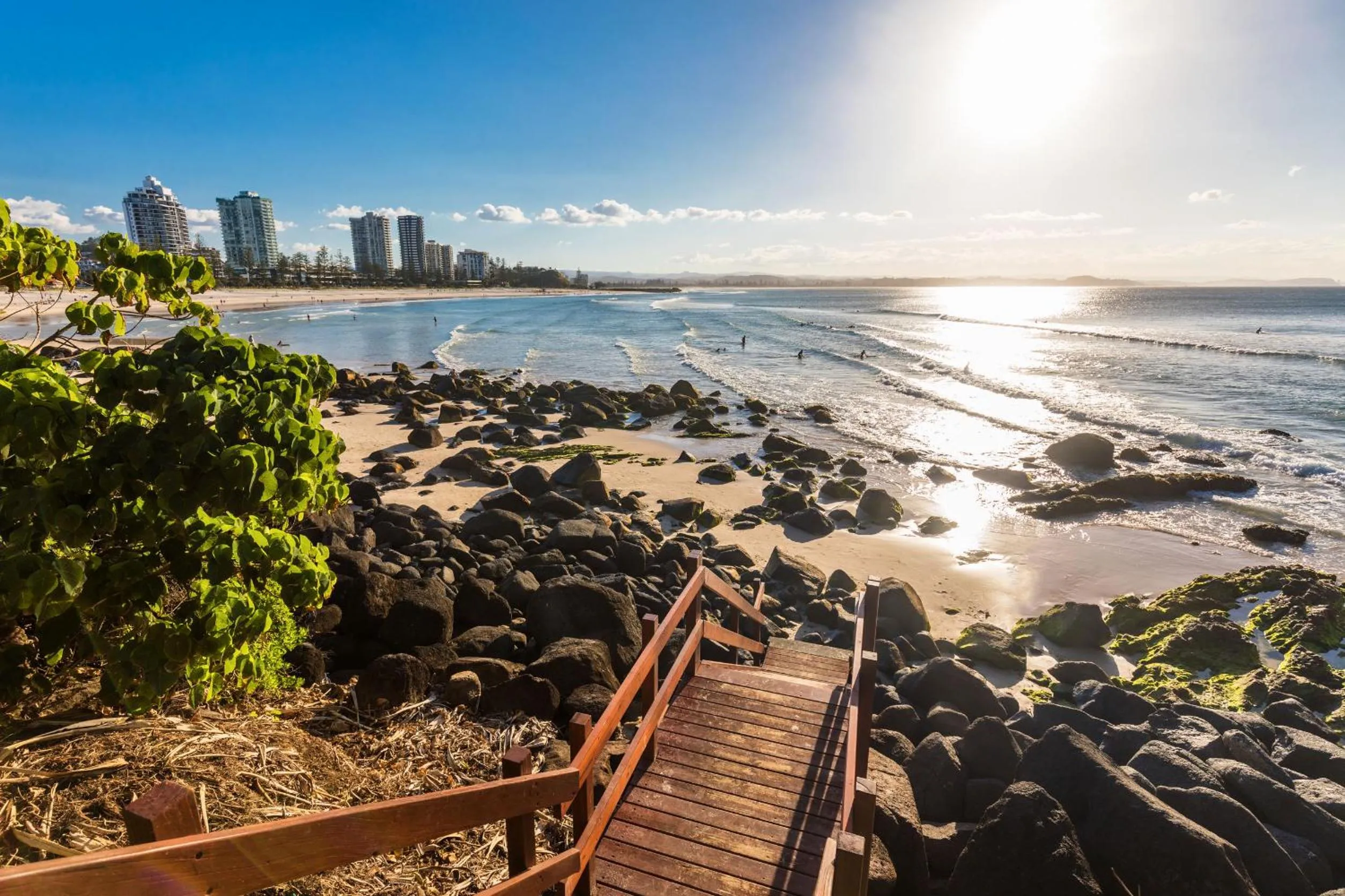Beach in The Pink Hotel Coolangatta