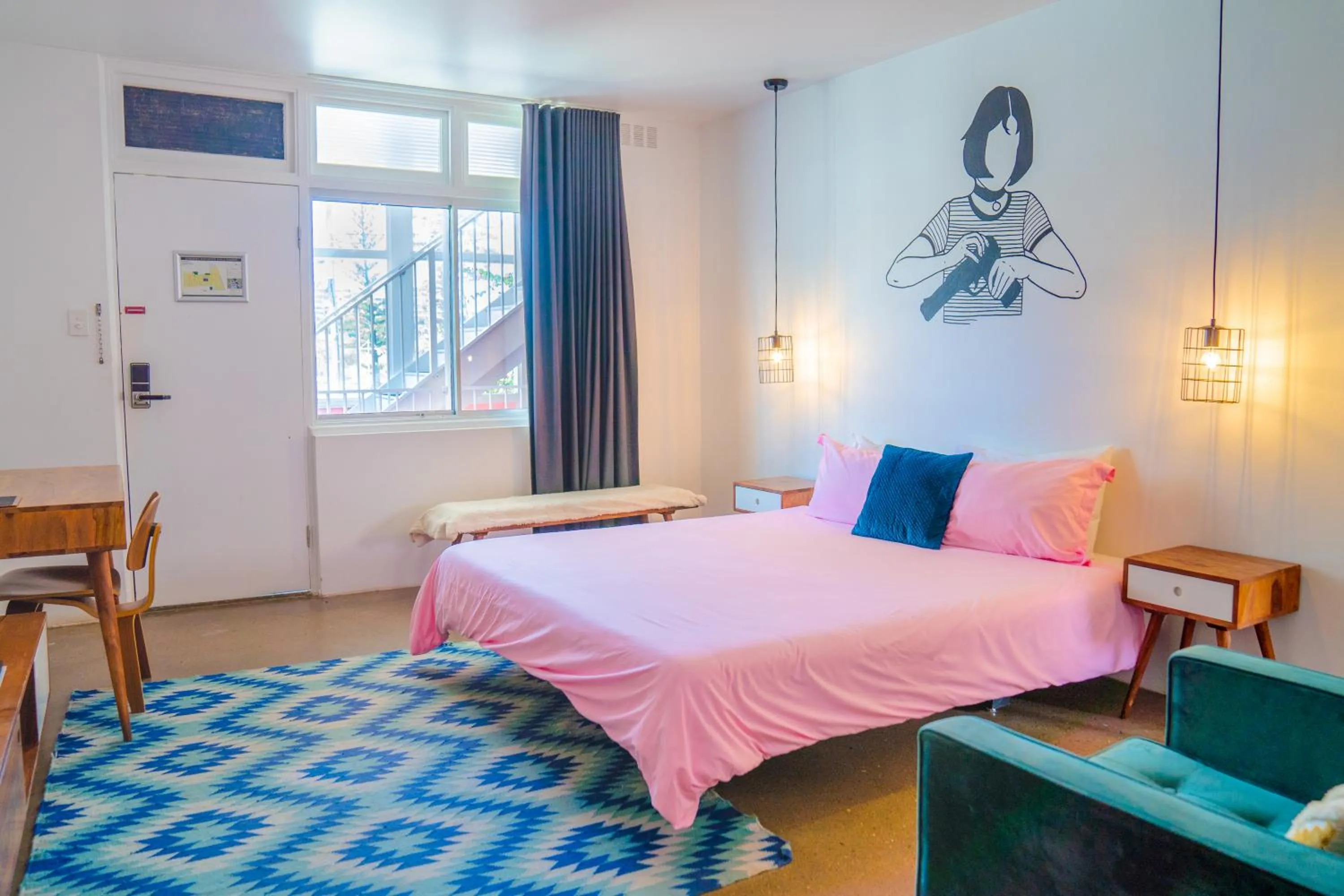 Bed in The Pink Hotel Coolangatta