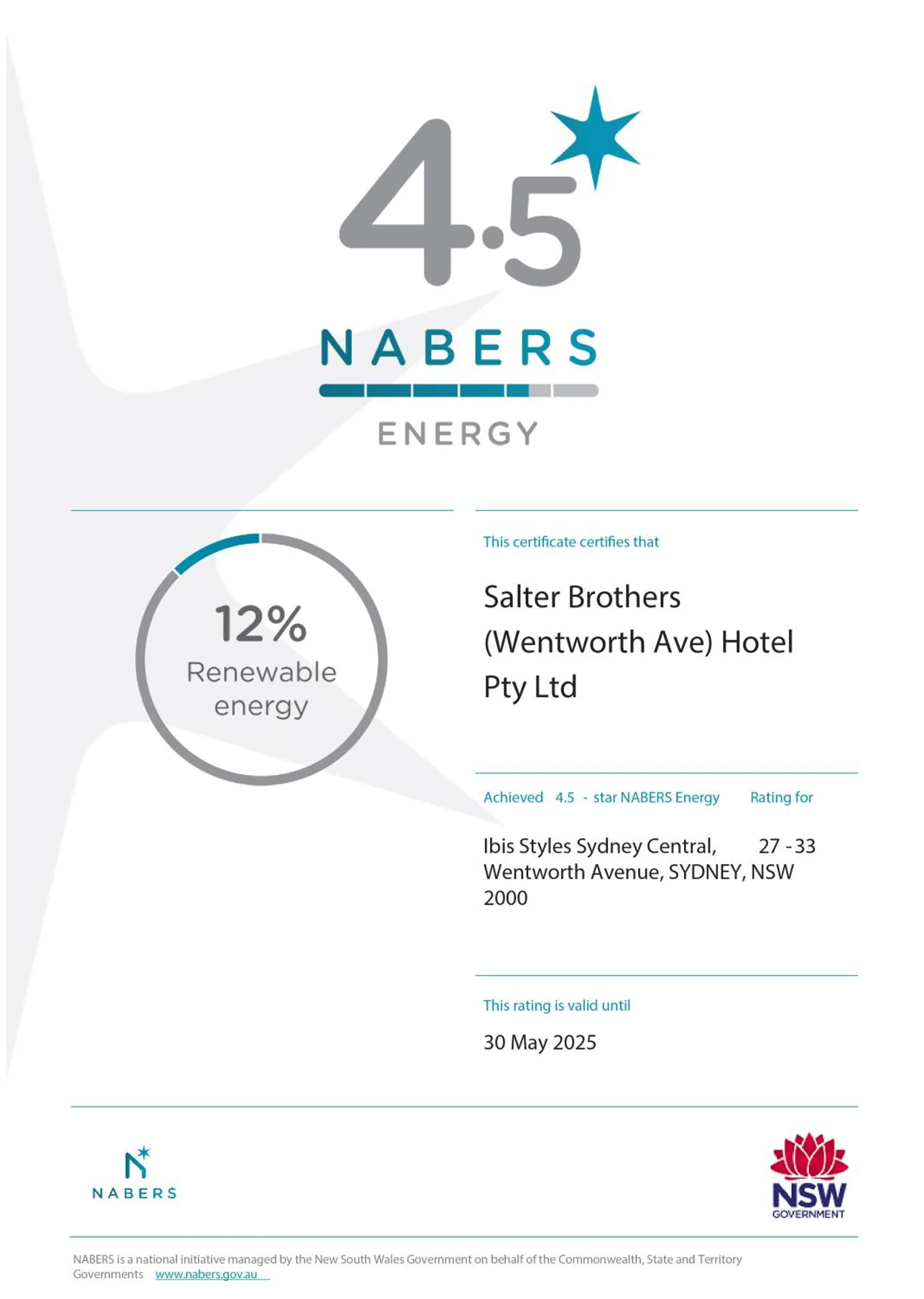 Logo/Certificate/Sign in ibis Styles Sydney Central