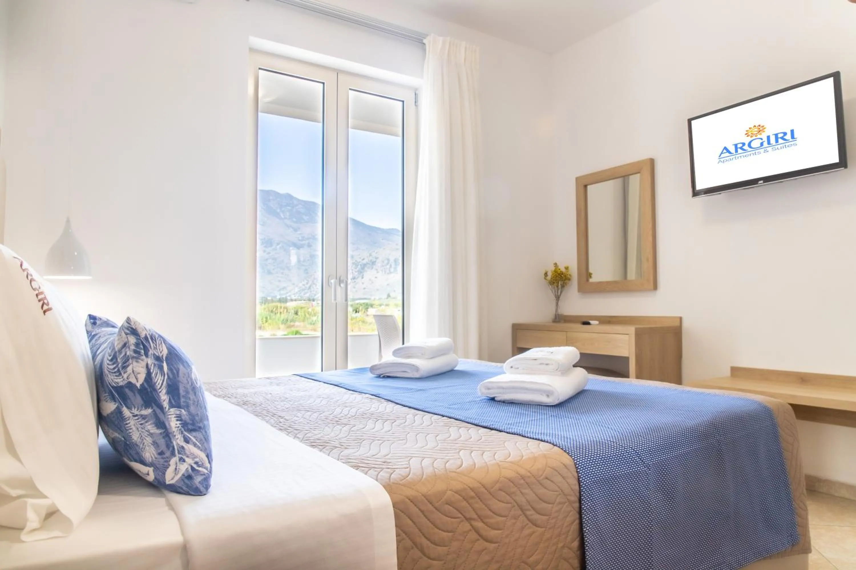 Bed in Argiri Apartments & Suites