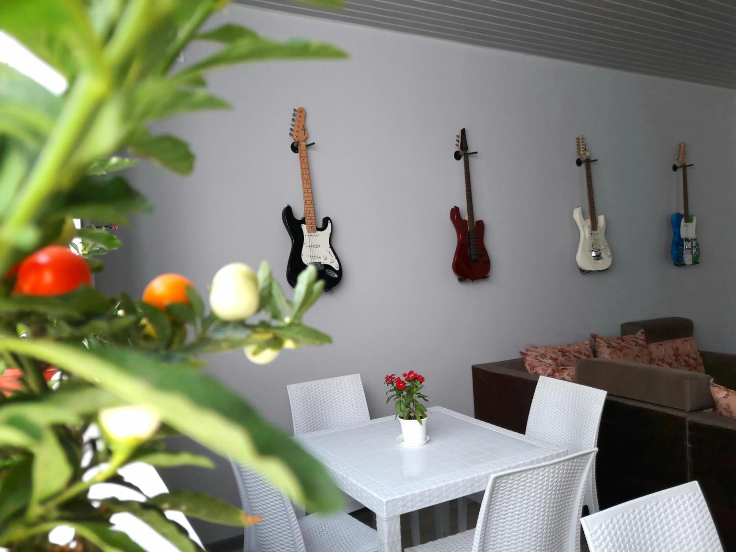 Communal lounge/ TV room in Jules Verne Hostel