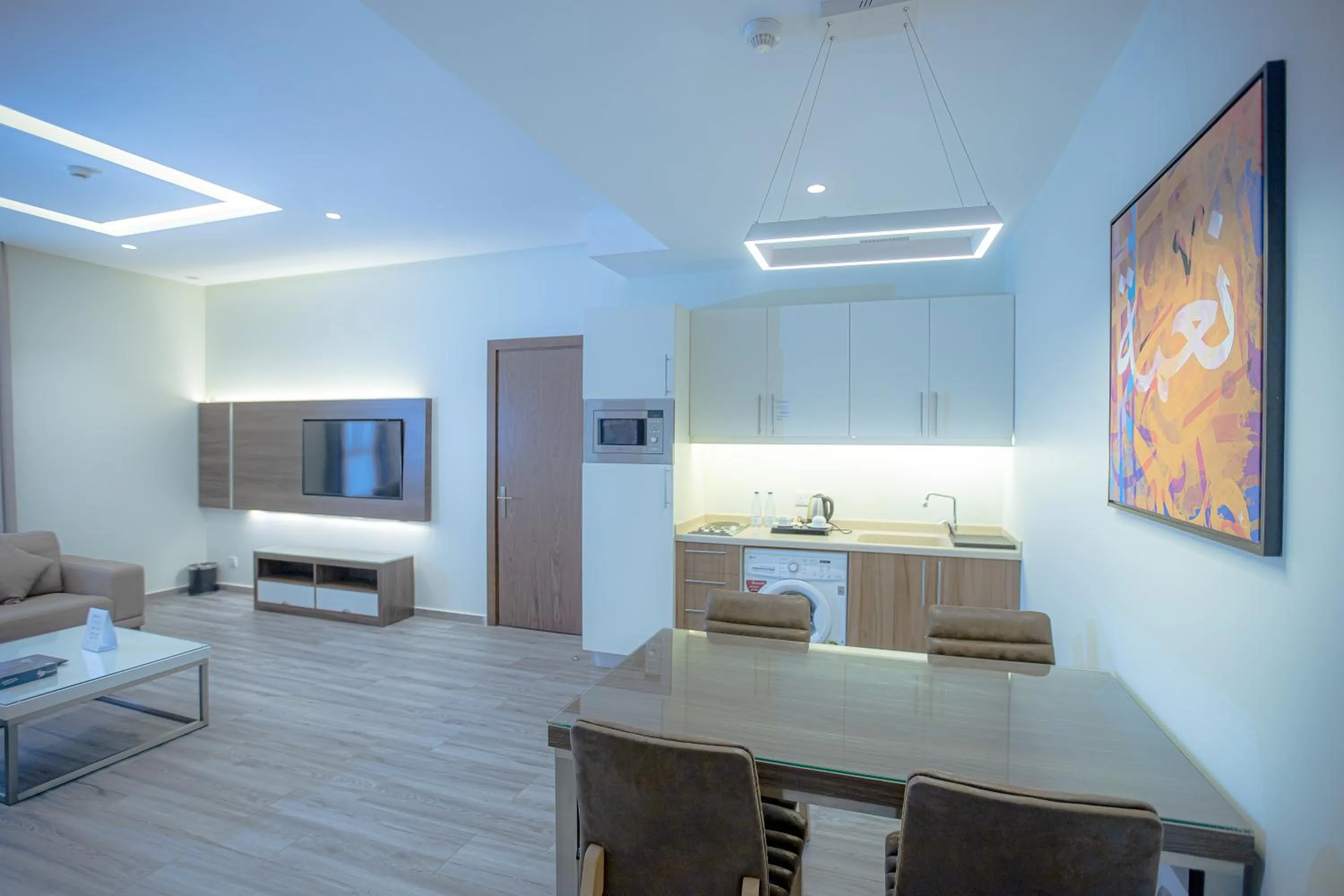 Kitchen or kitchenette in Hafawah Suites