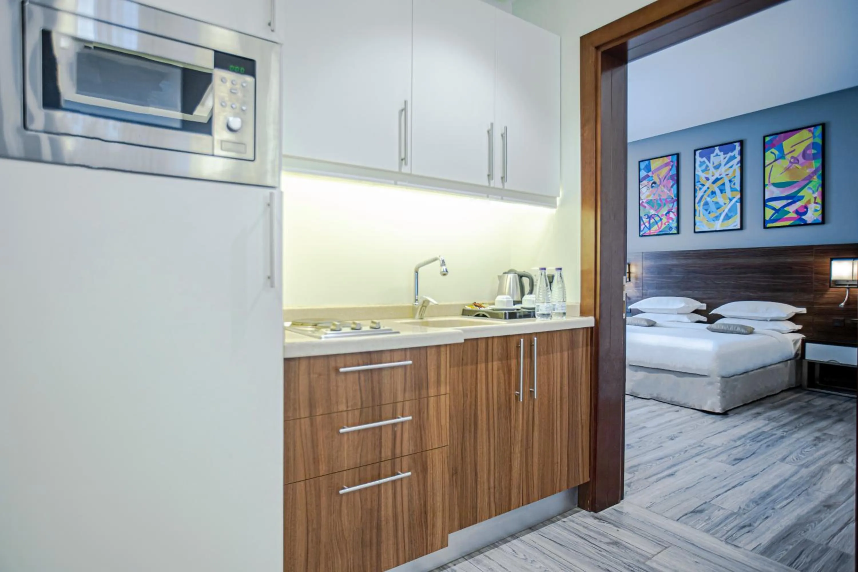 Kitchen or kitchenette in Hafawah Suites