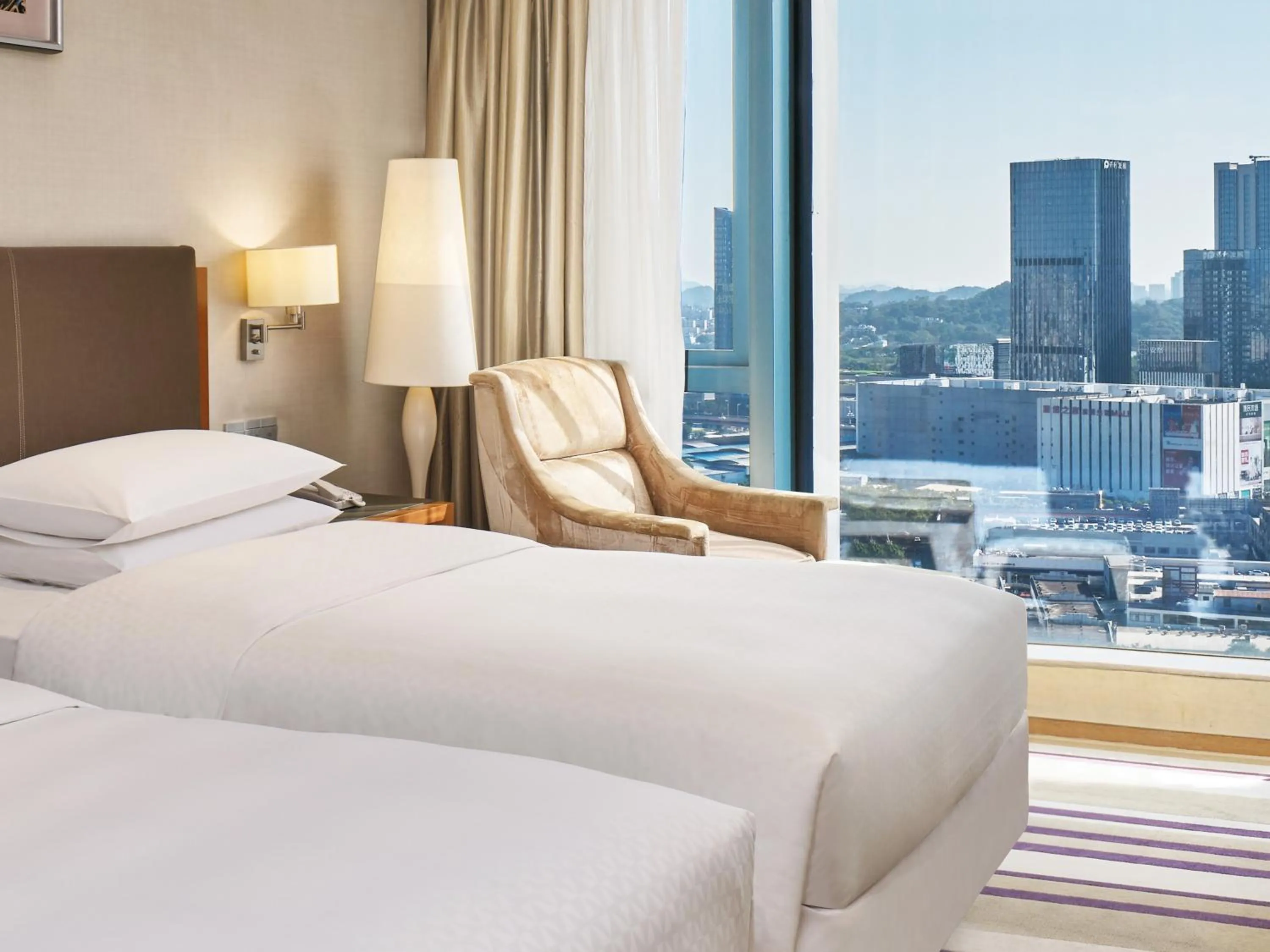 Decorative detail, Bed in Four Points by Sheraton Guangzhou Financial City, Tianhe