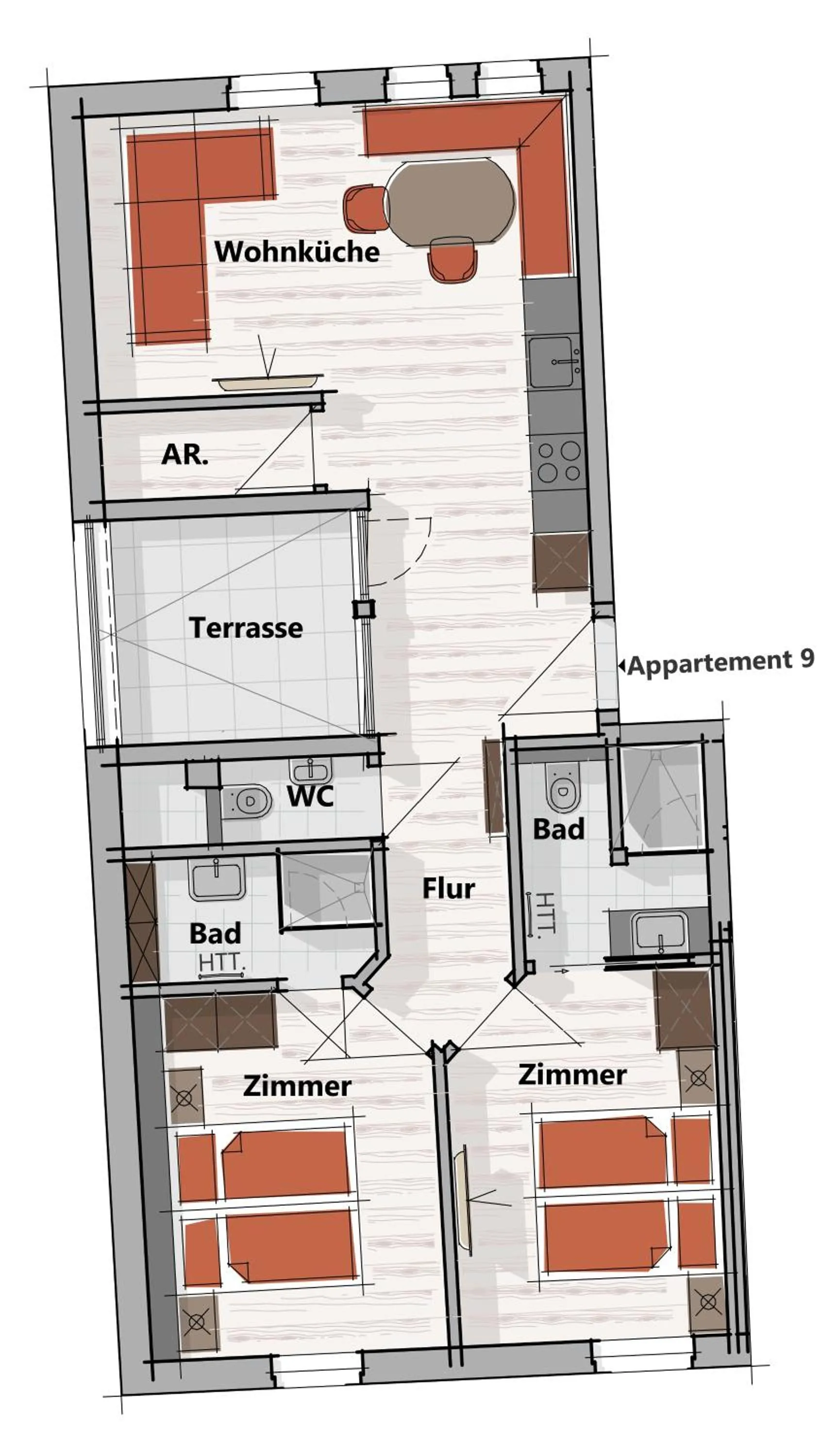 Floor plan in Appart-Pension Schnöll