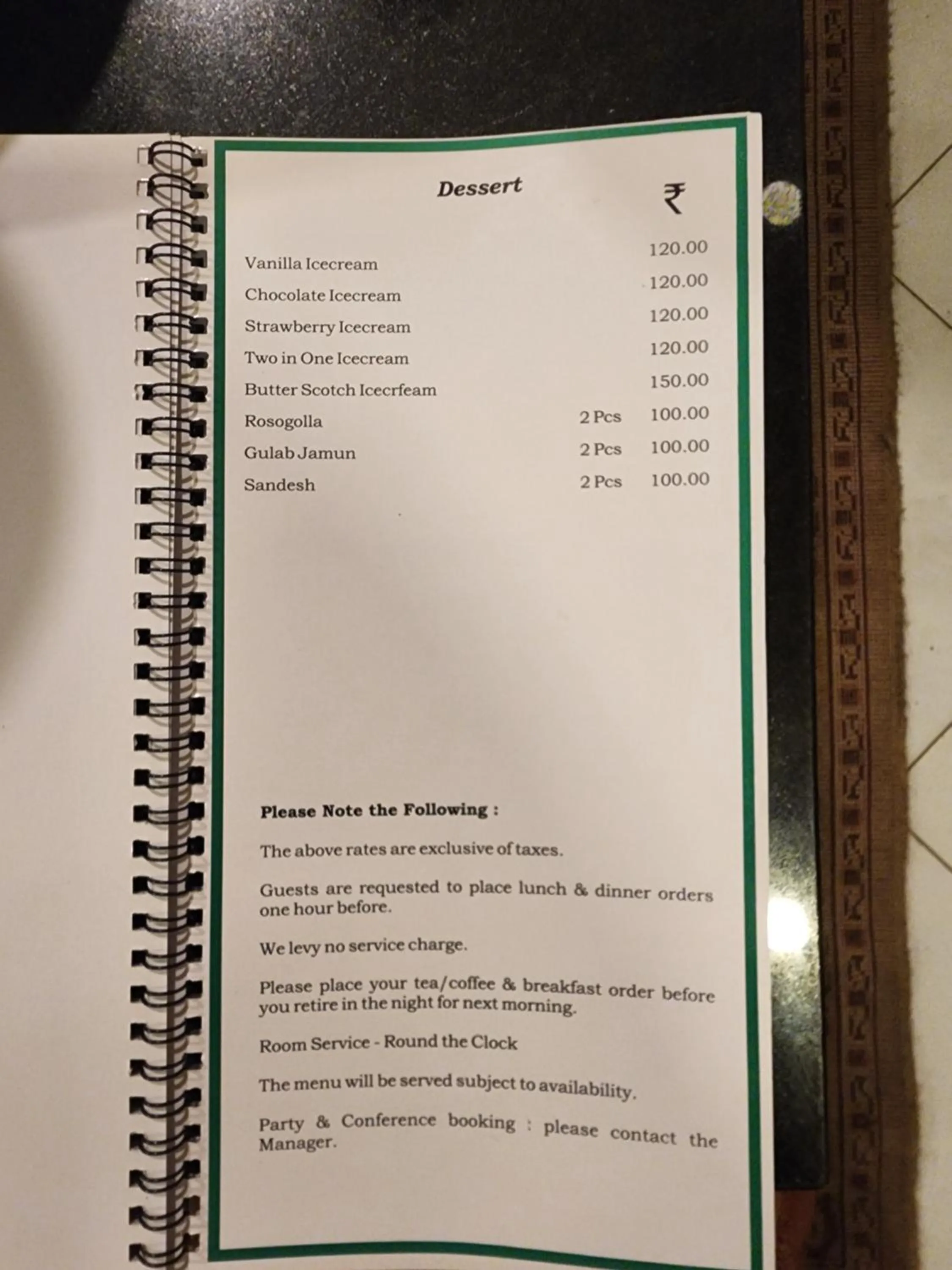 Food in Park Palace Hotel