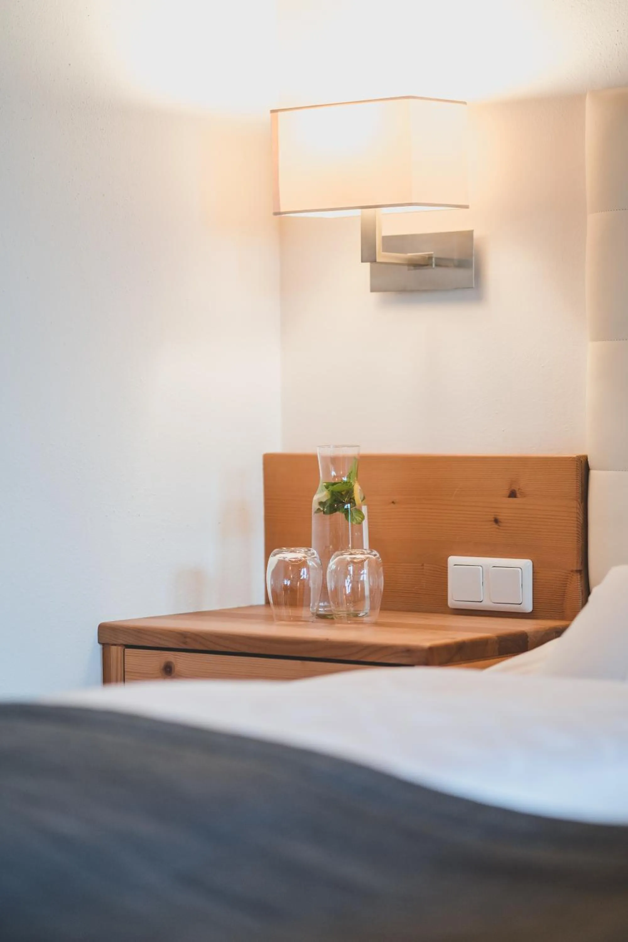 Decorative detail, Bed in Small Hotel Sonne