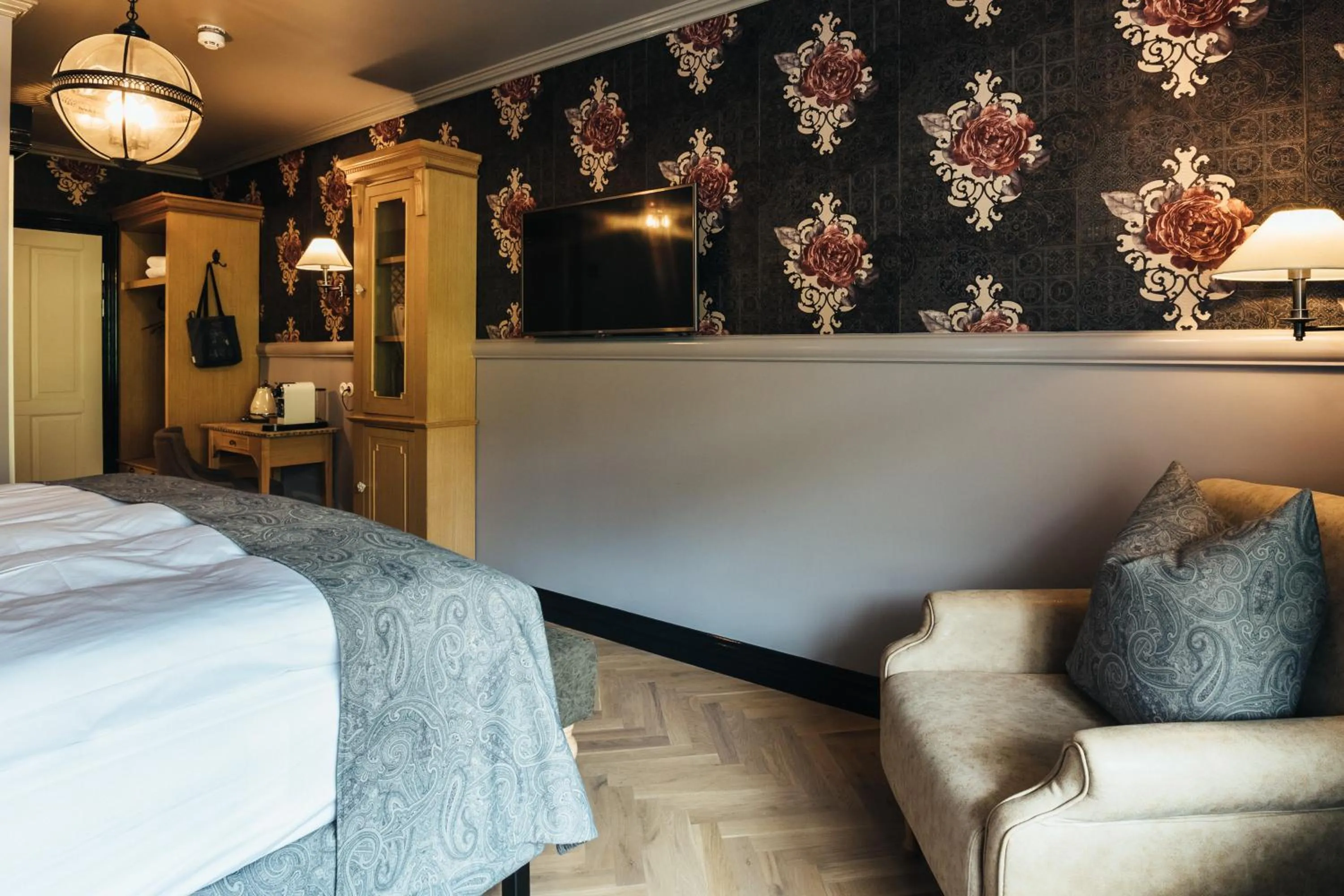 Decorative detail, Bed in Skálakot Manor Hotel