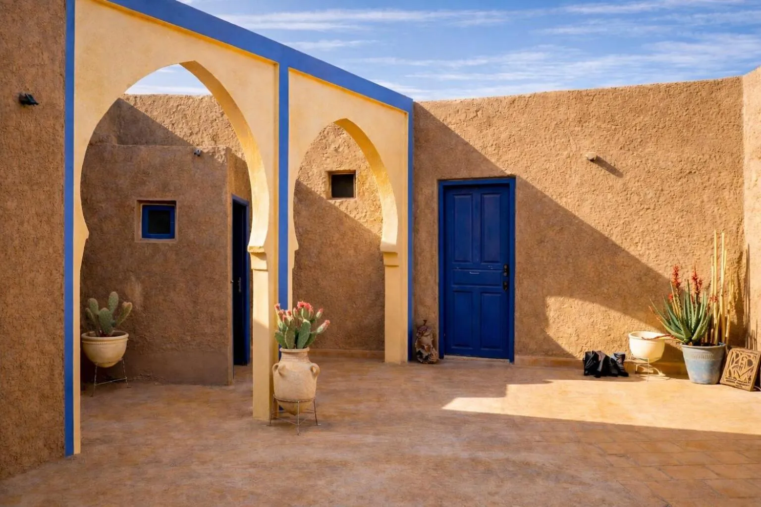 Patio in La Vallée des Dunes - Auberge, randonnées et circuits