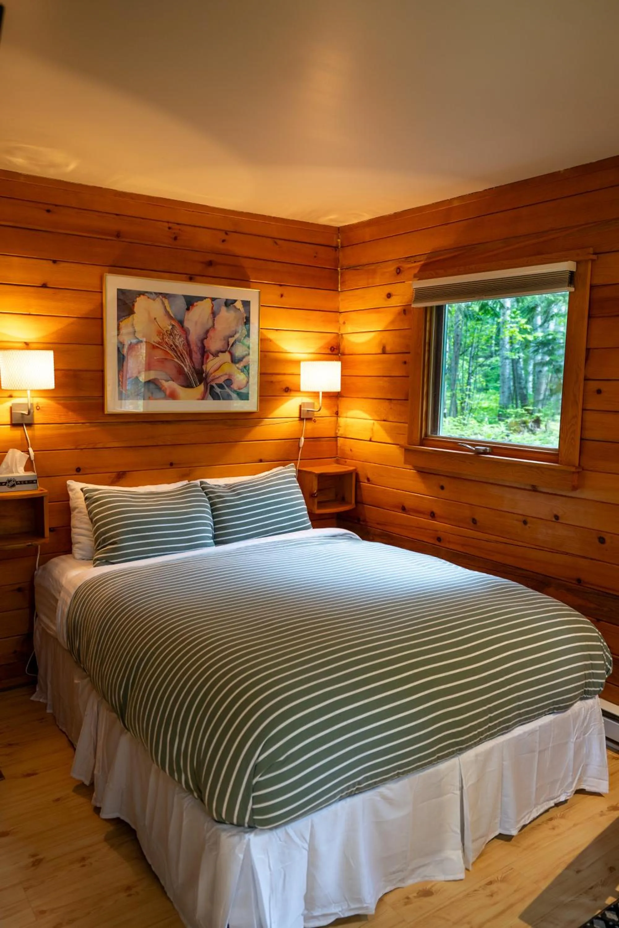 Bed in Across the Creek Cabins