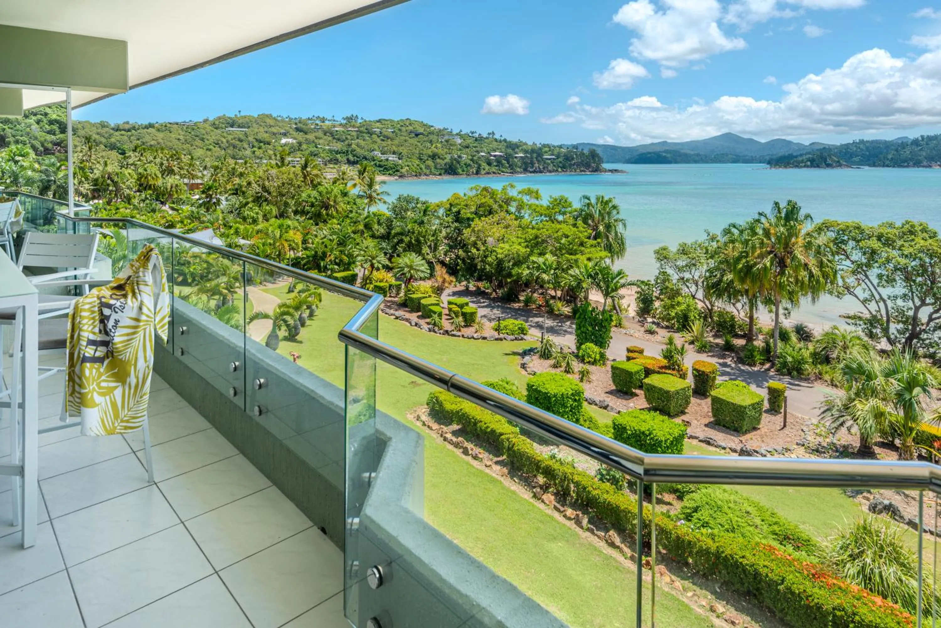 Balcony/Terrace in Lagoon Beachfront Lodge 202 on Hamilton Island by HamoRent