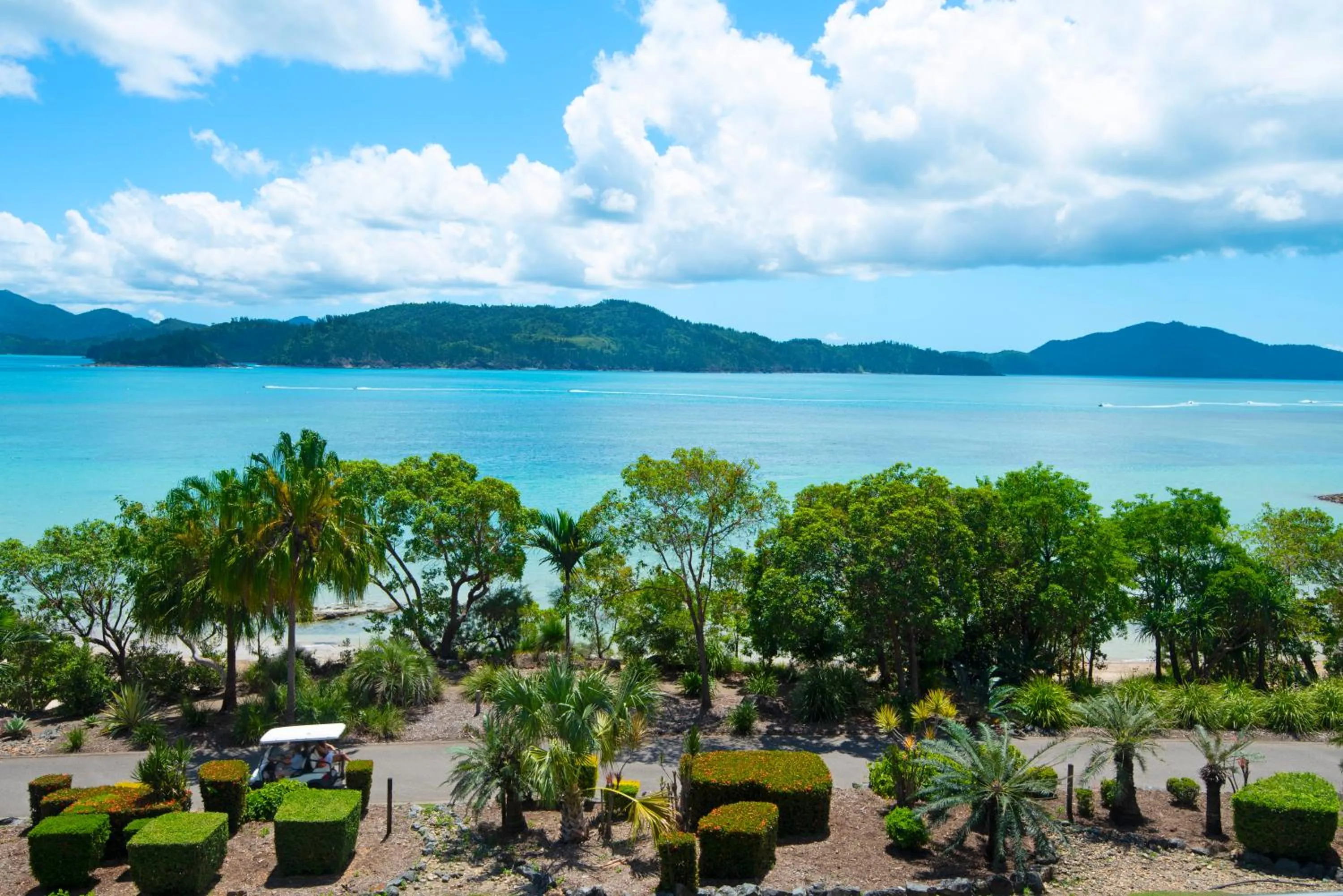 Garden view in Lagoon Beachfront Lodge 202 on Hamilton Island by HamoRent