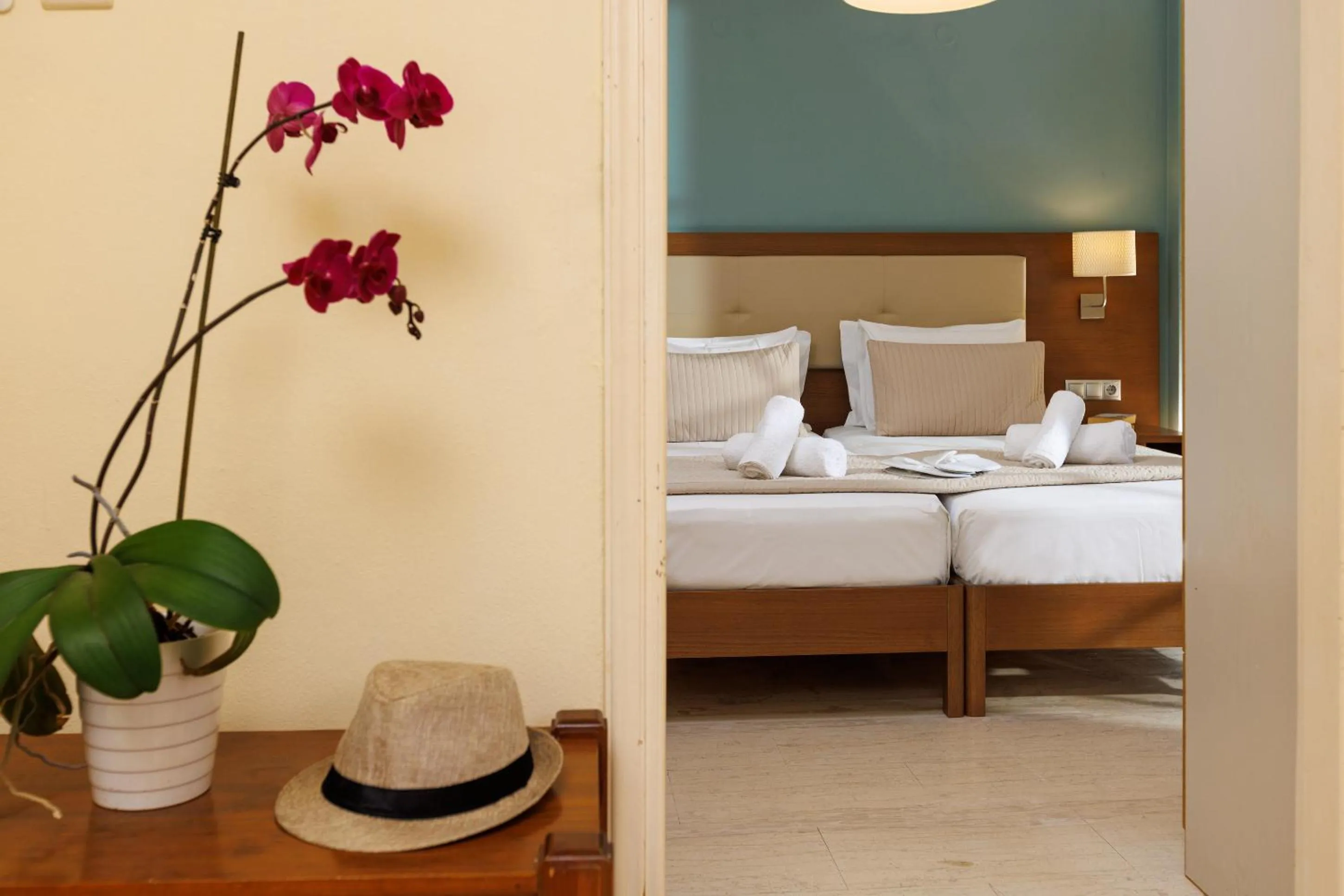 Bedroom, Bed in Dimitra Hotel & Apartments by Omilos Hotels