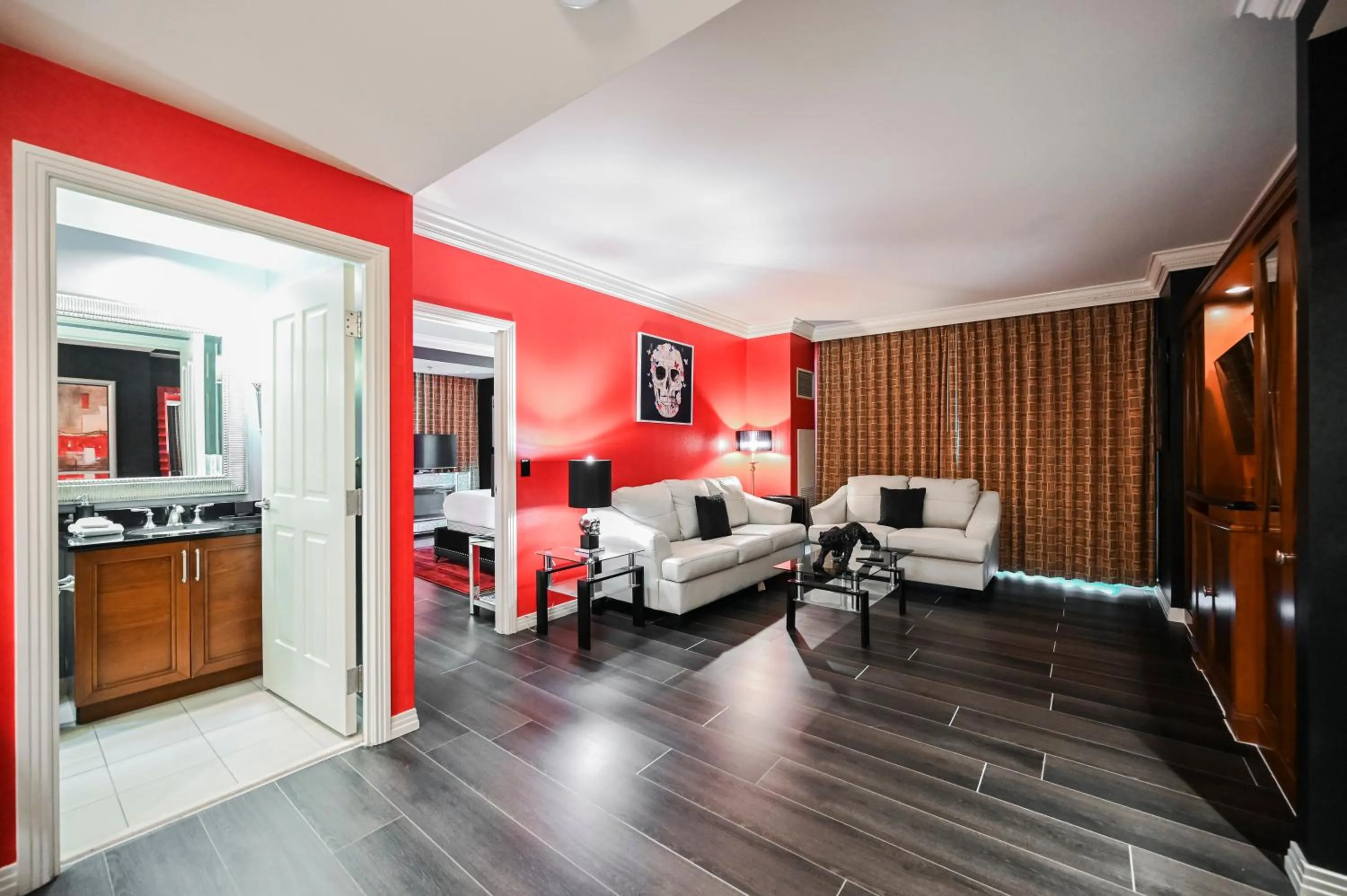 Living room in StripViewSuites at Signature