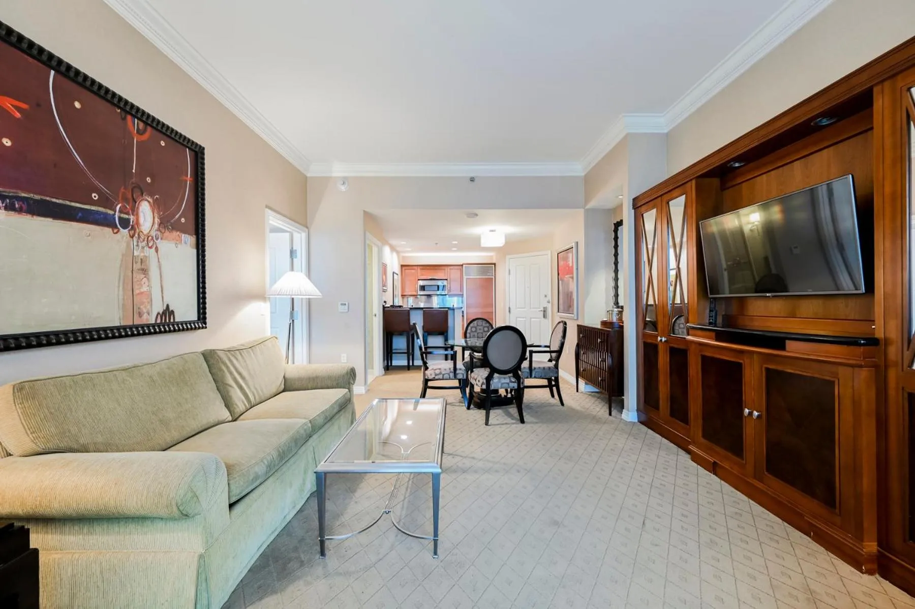 Living room in StripViewSuites at Signature