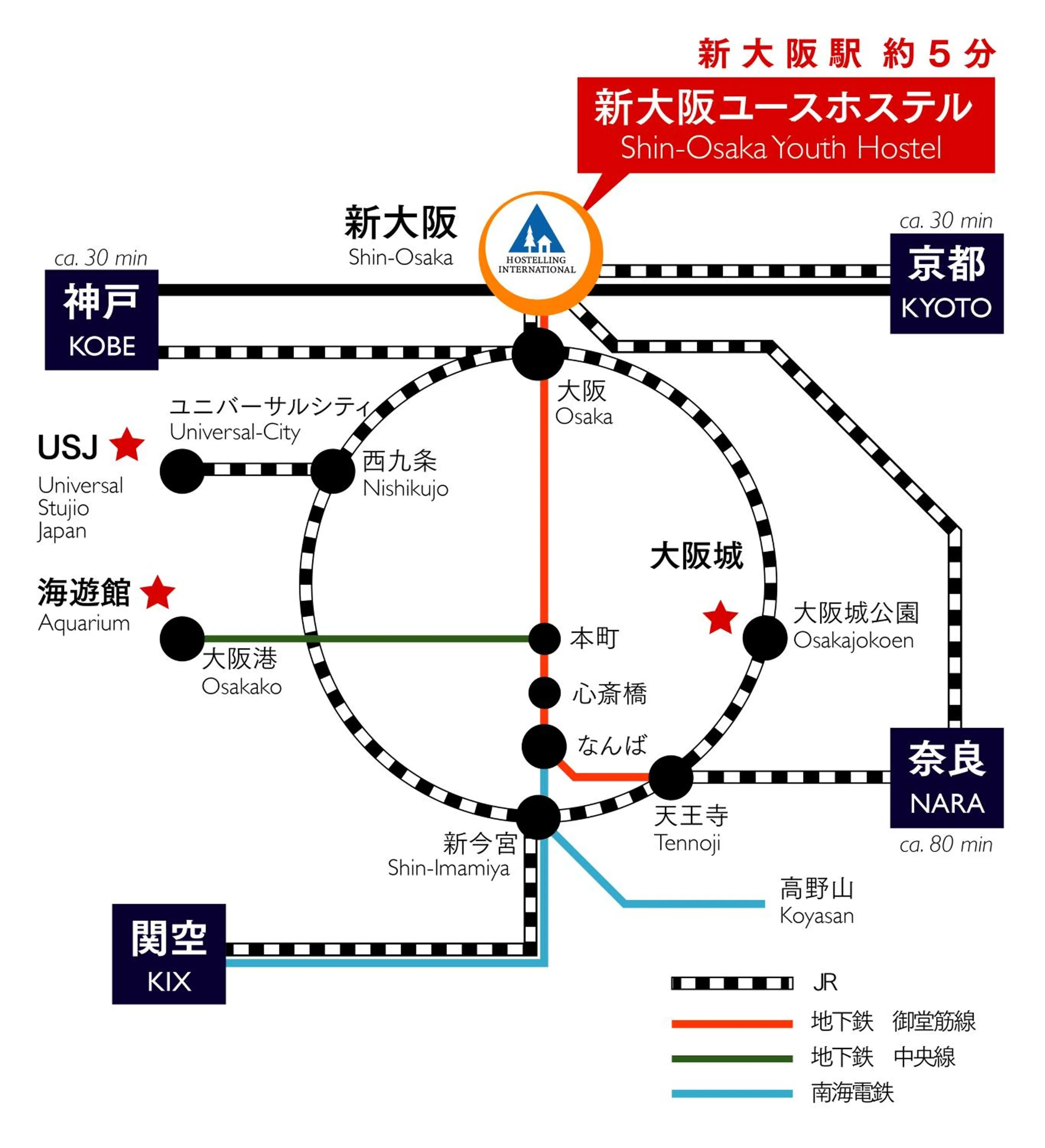Nearby landmark in Shin-Osaka Youth Hostel