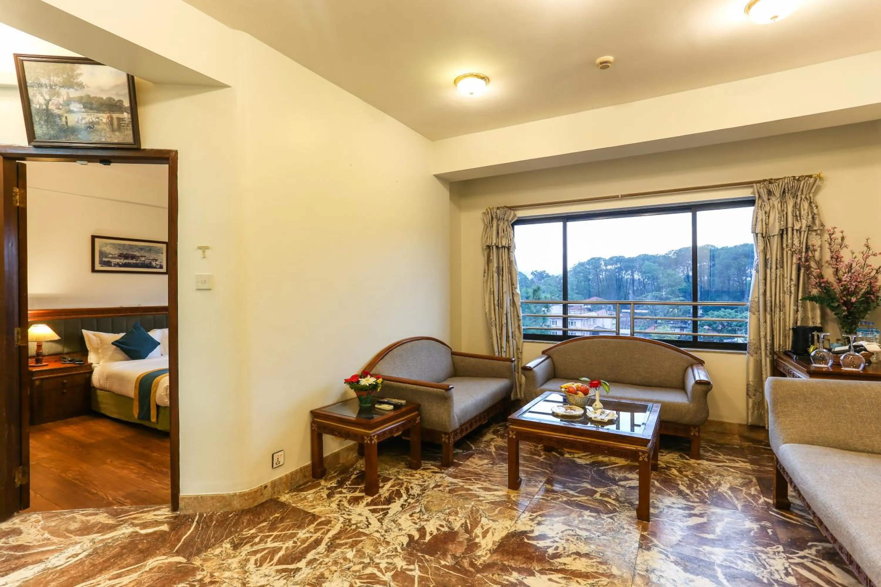 Seating area in Hotel Le Himalaya