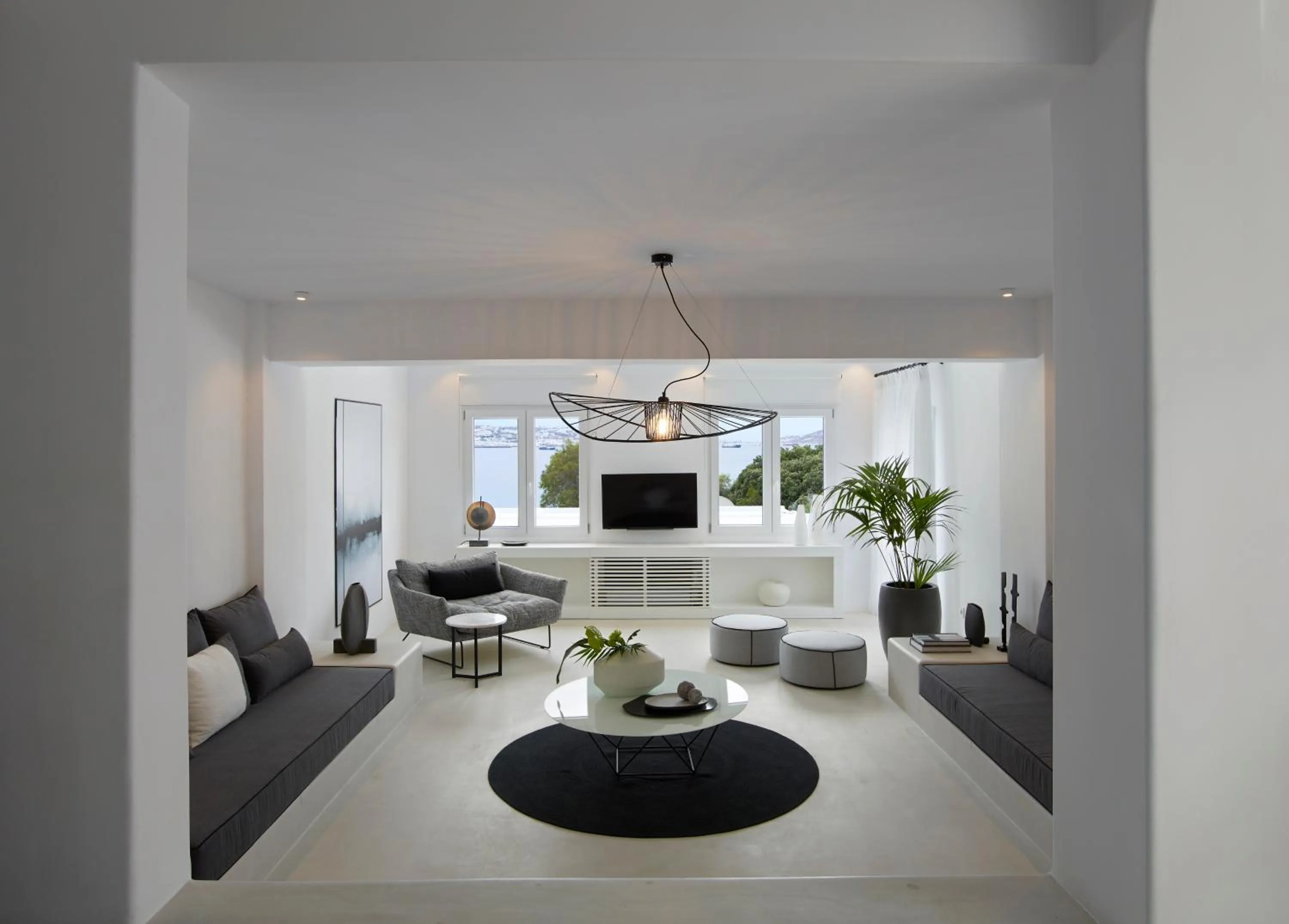 Living room in Nimbus Mykonos