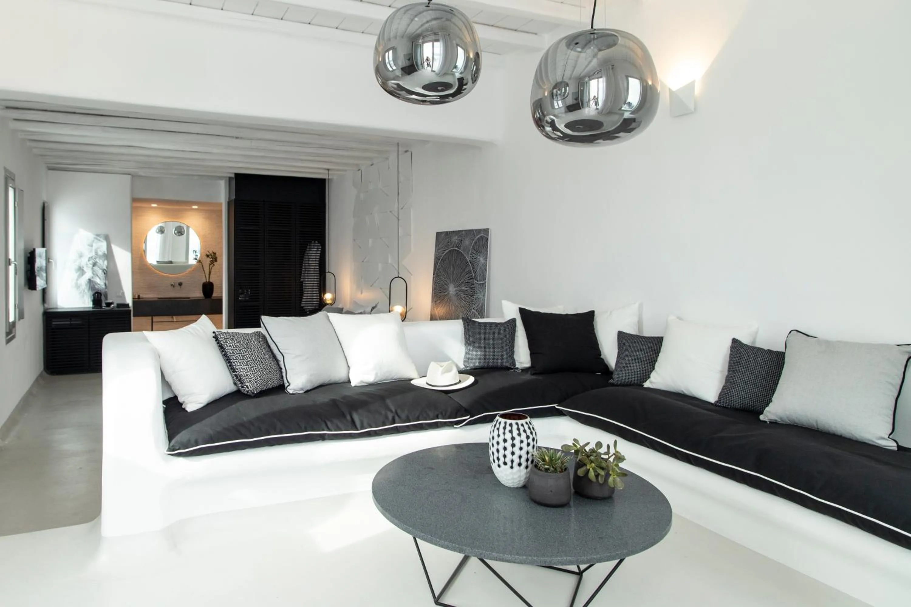 Seating area in Nimbus Mykonos