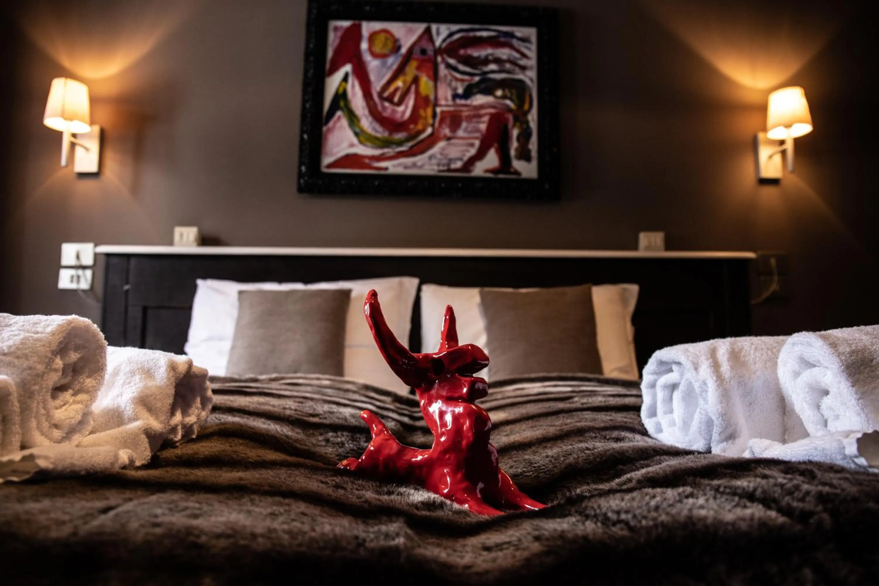 Bed in Art Hotel Grivola