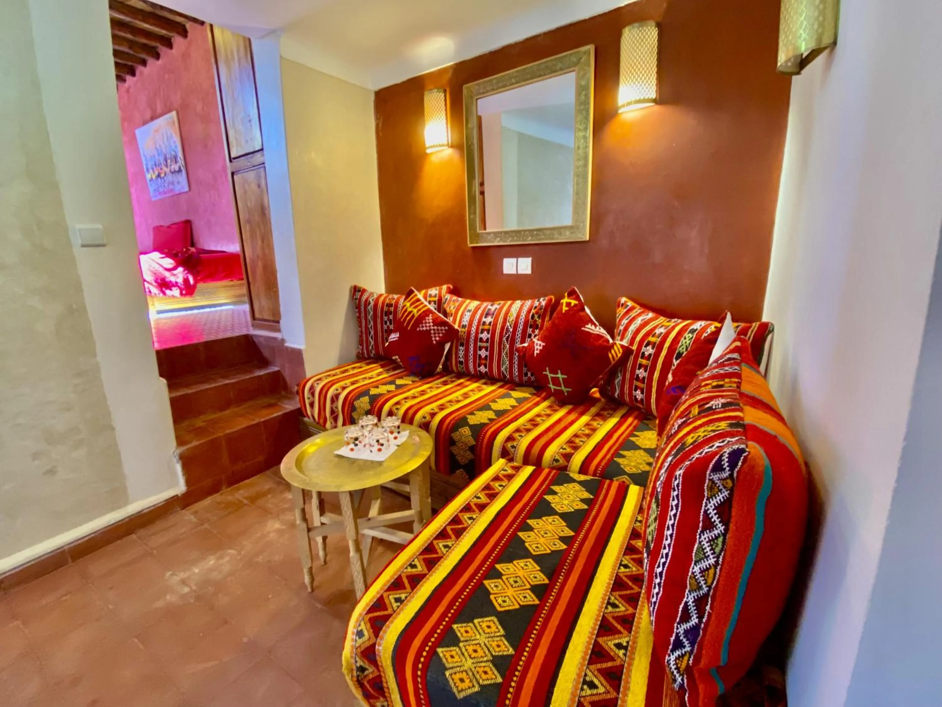 Seating area, Bed in Riad Prada
