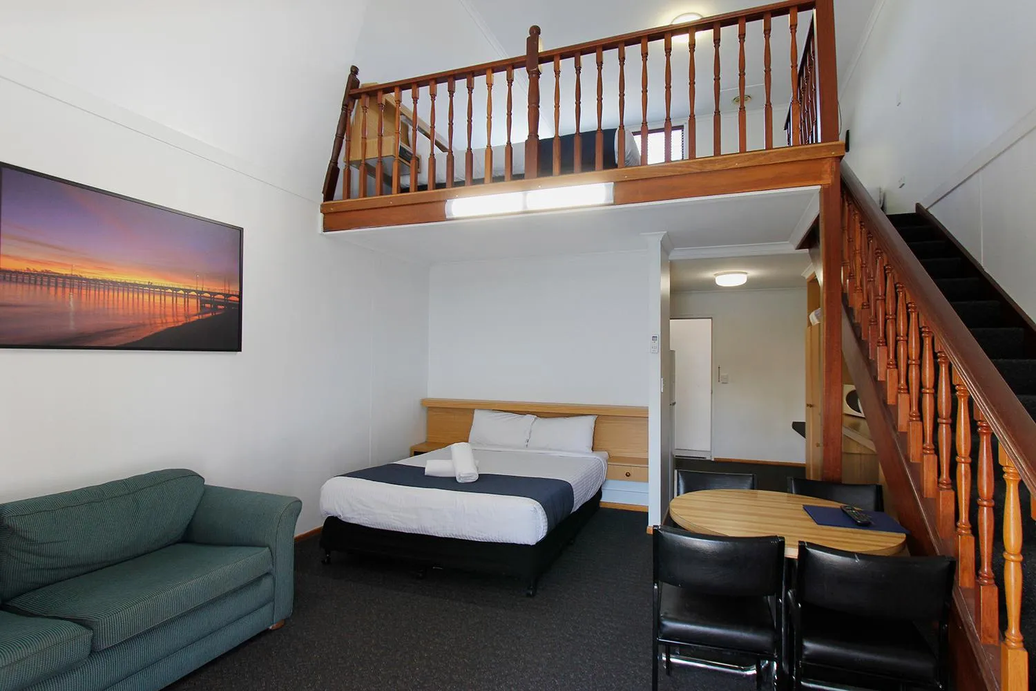 Bed in Blue Shades Motel