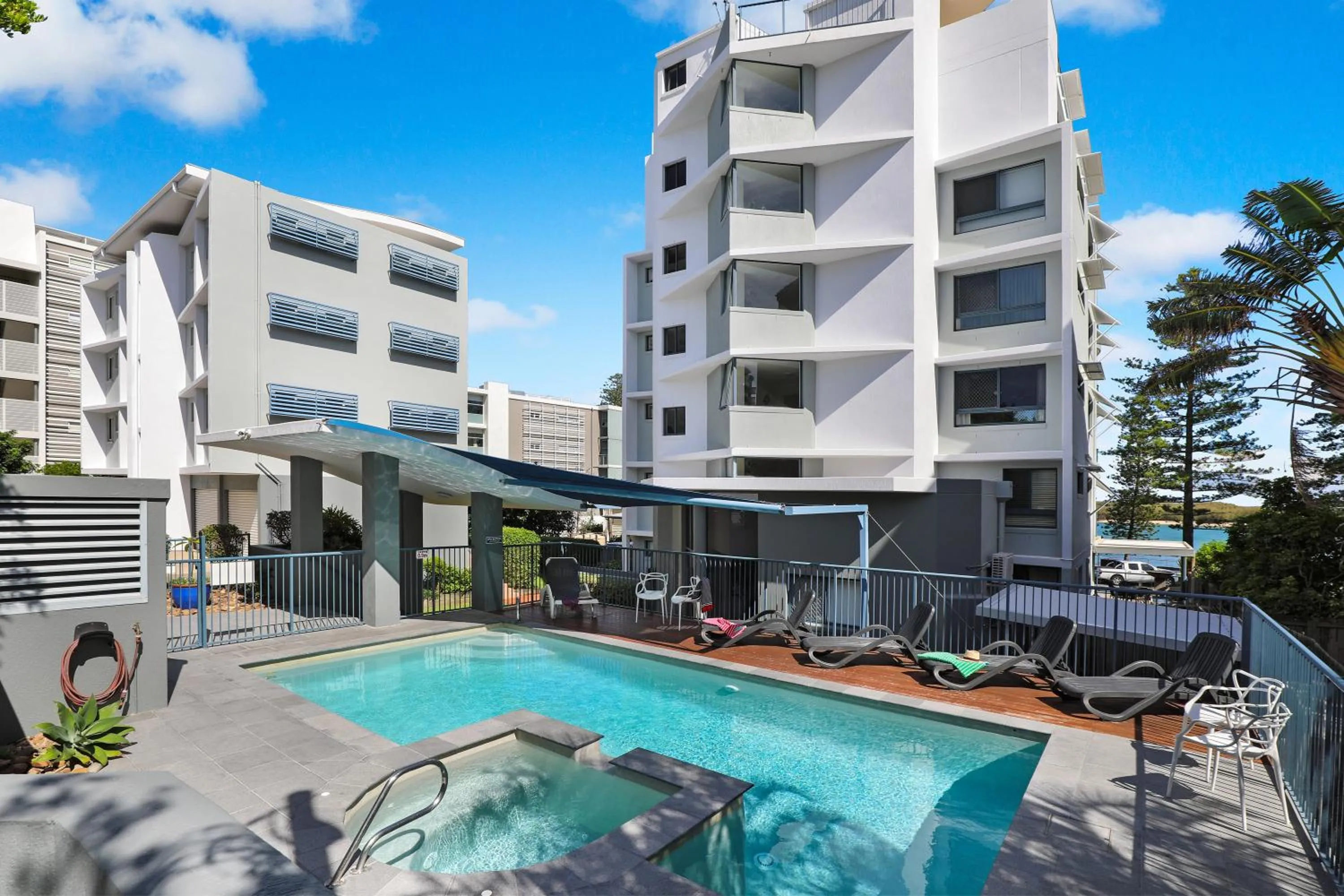Pool view in Cerulean Apartments