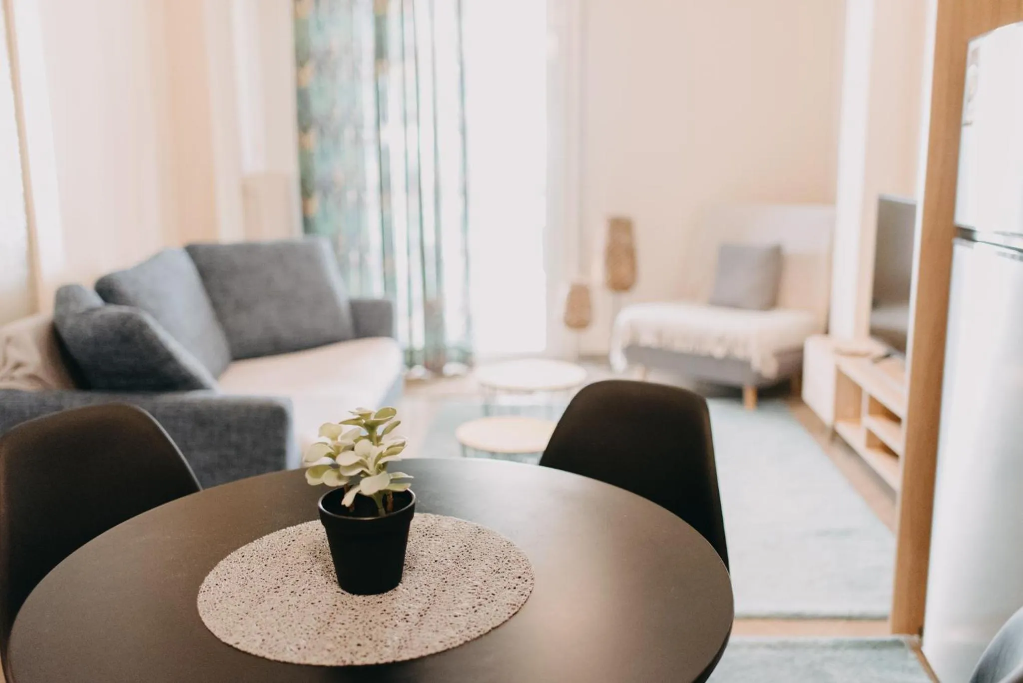 Living room, Bed in BEST HOUSE, DECK APRTM., OLD PORT OF PATRAS