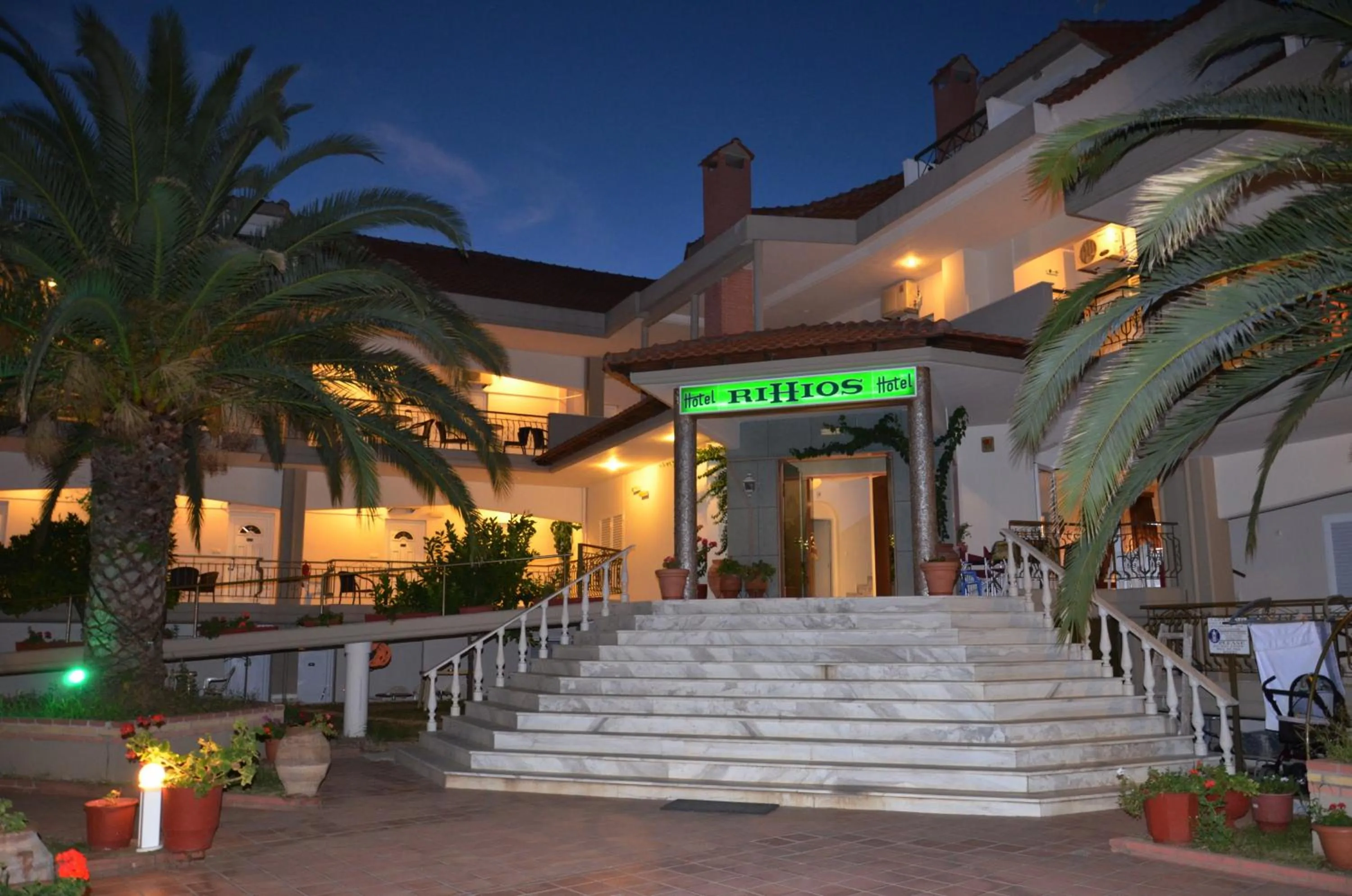 Facade/entrance in Rihios Hotel