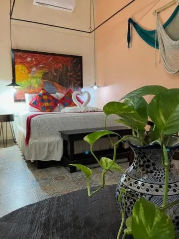 Bed in Casa Aluxes Hotel