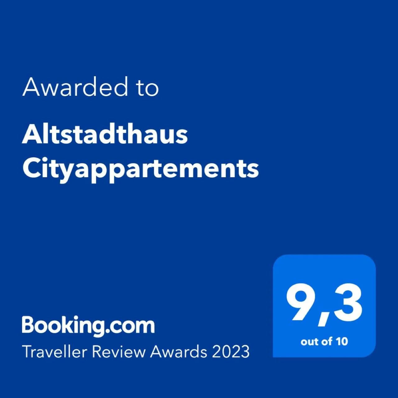 Certificate/Award in Altstadthaus Cityappartements
