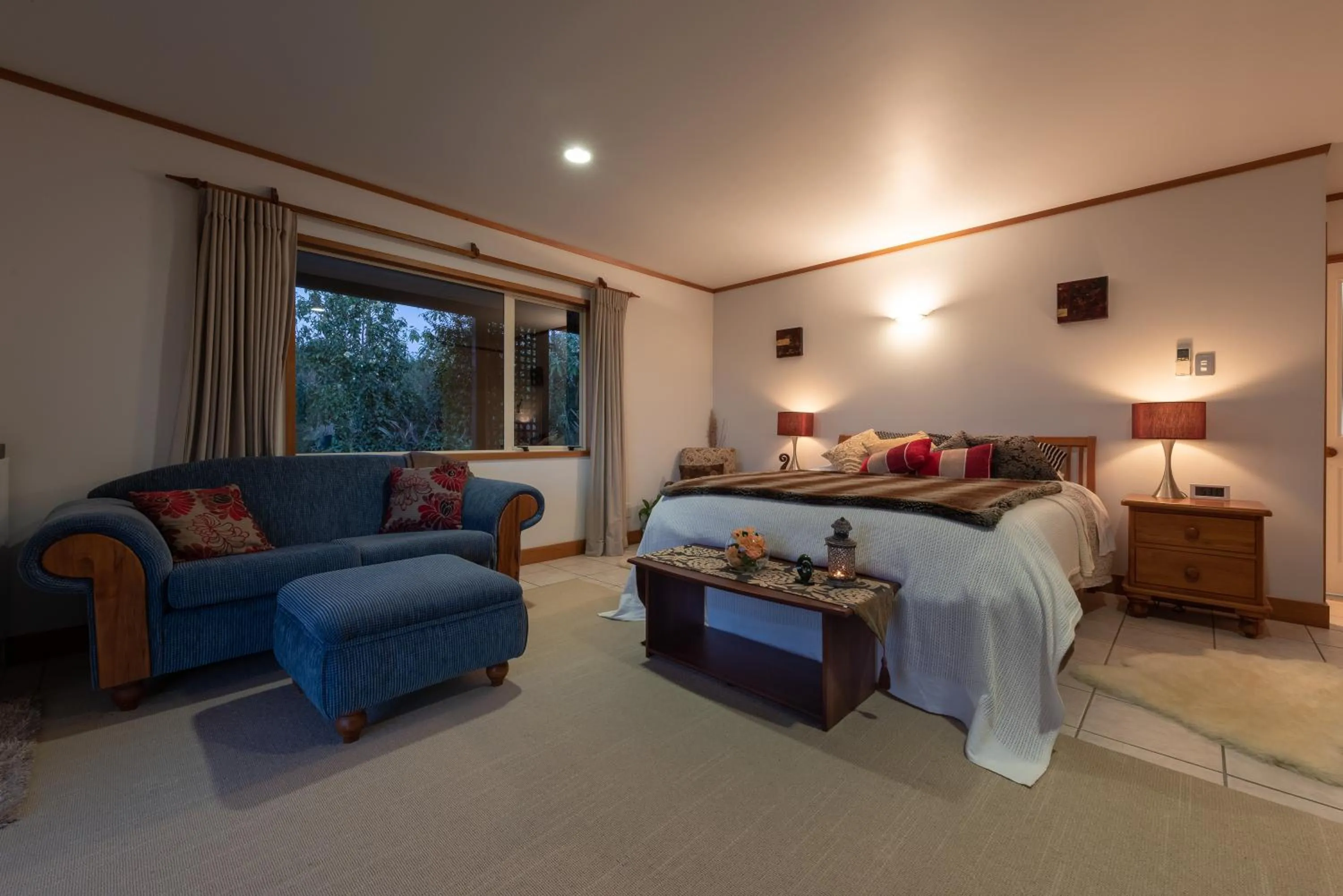 Bed in Puketotara Lodge