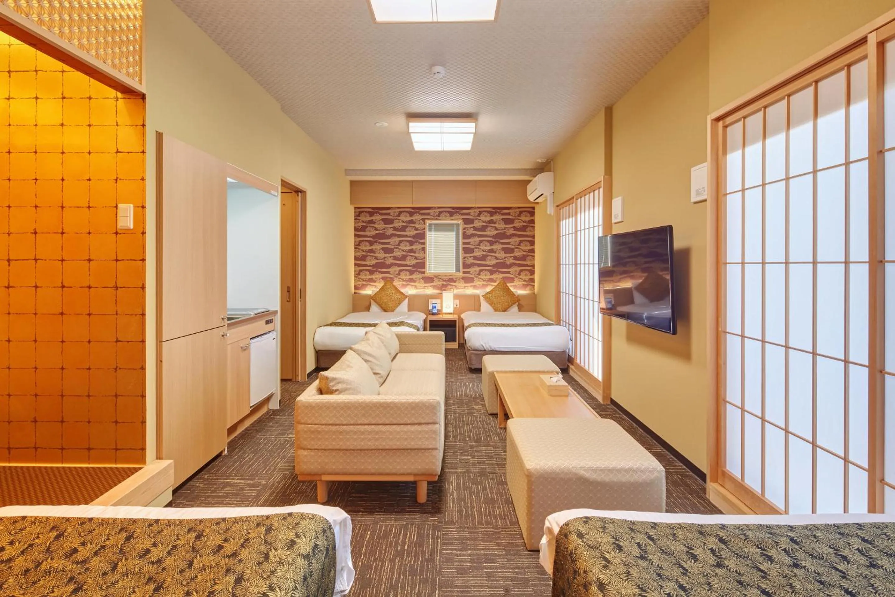 Living room, Bed in Hotel Amaterrace Nippombashi-higashi