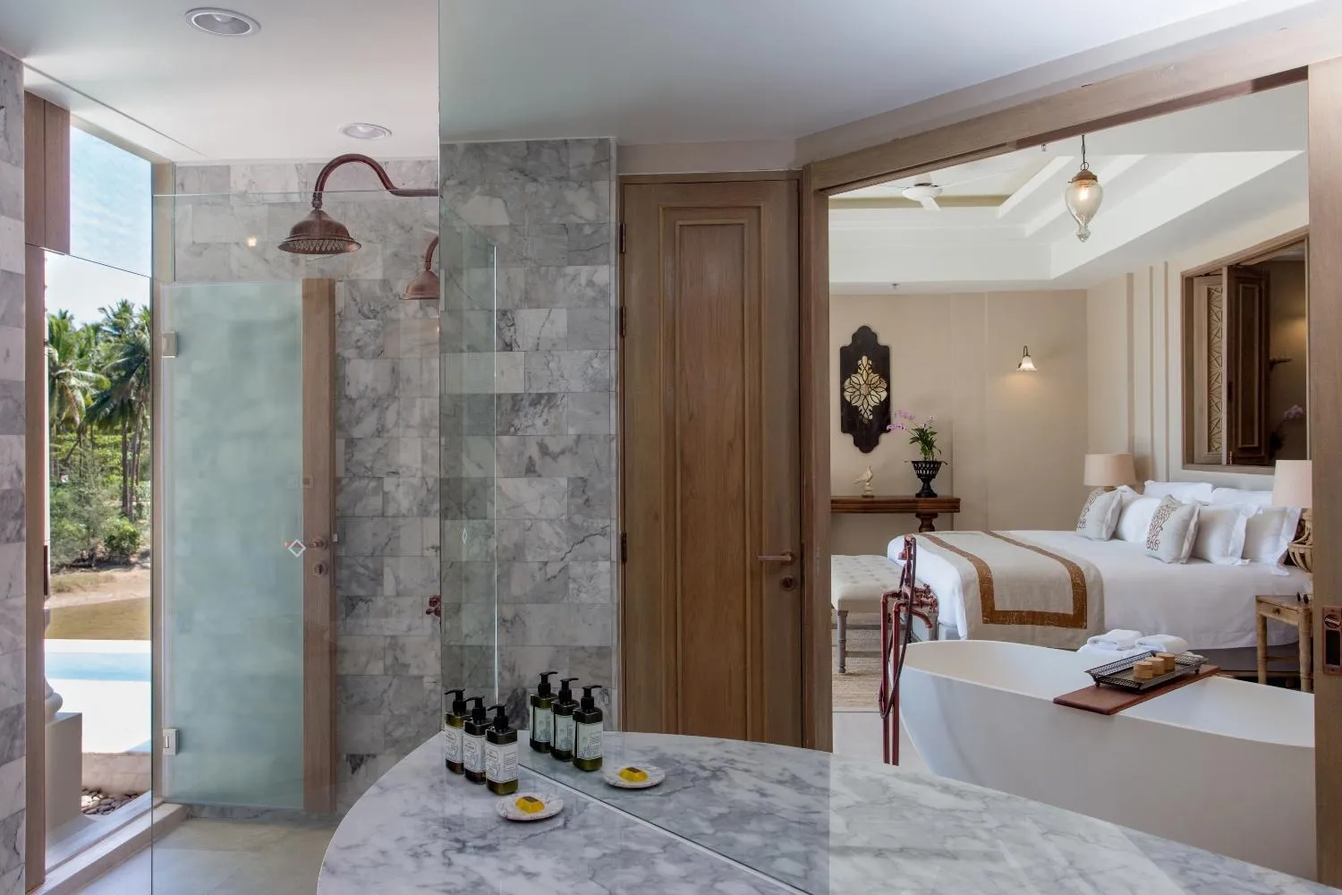 Bathroom, Bed in Devasom Khao Lak Beach Resort & Villas