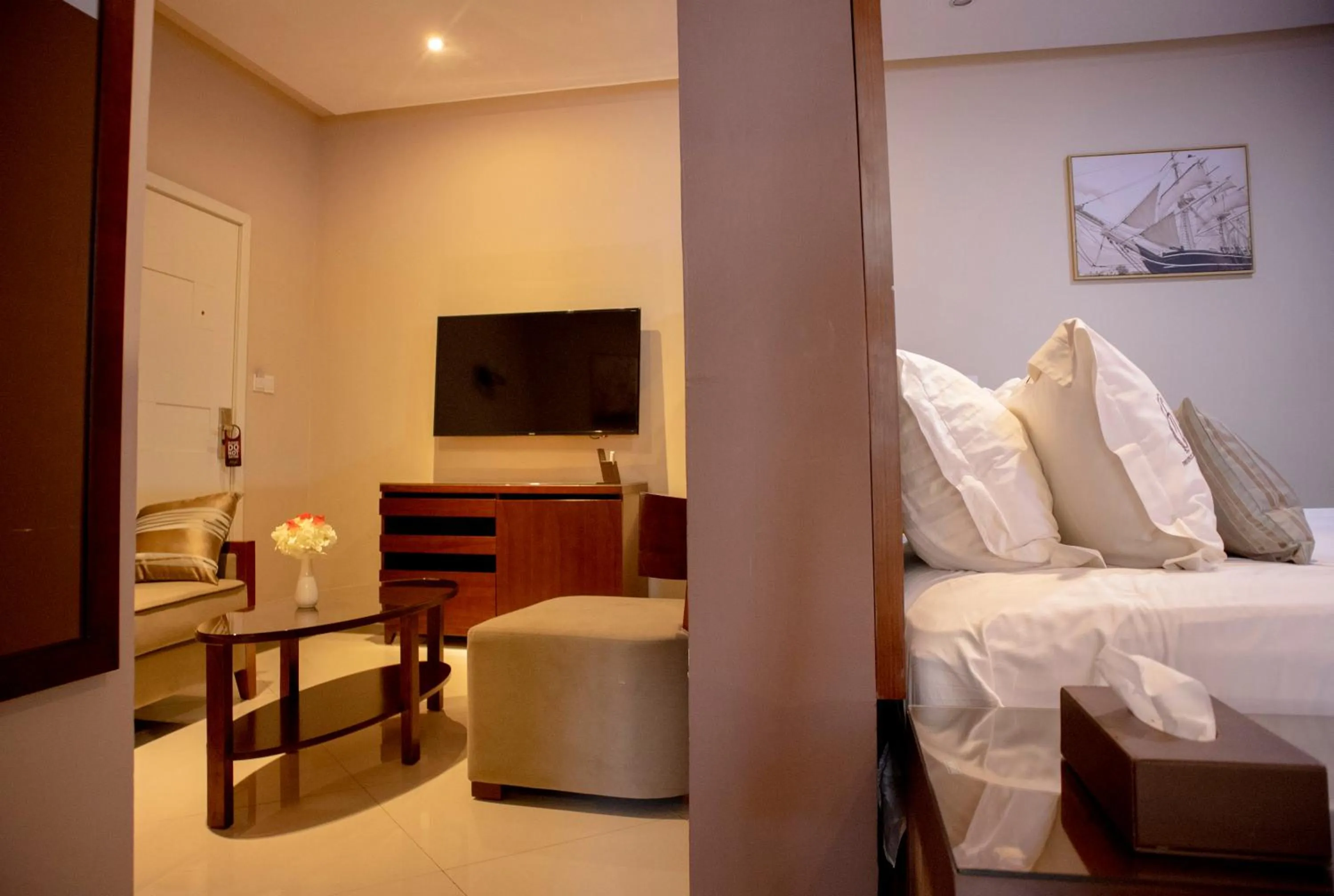 Living room, Bed in Frederick's Lodge