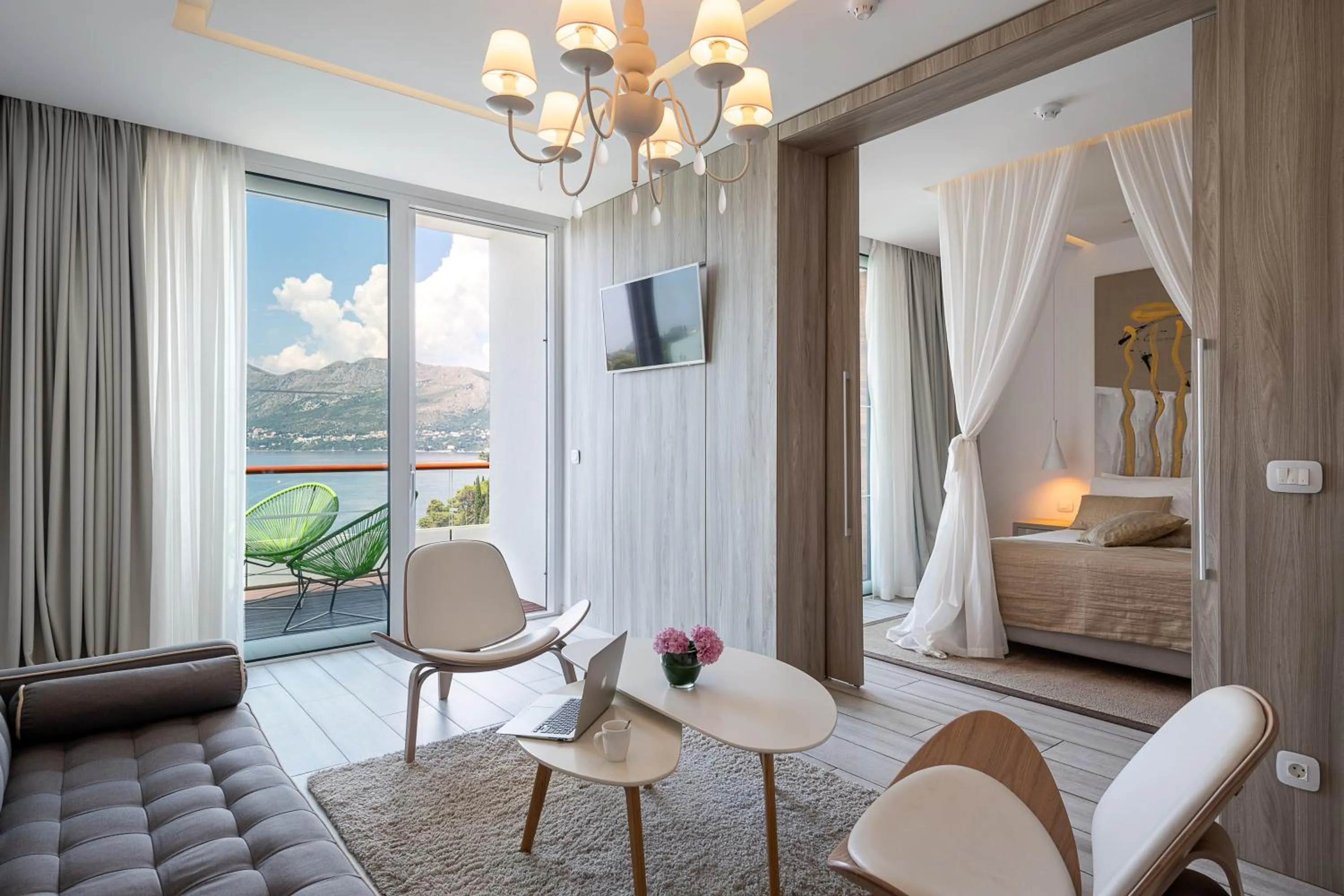 Living room, Bed in Hotel Cavtat