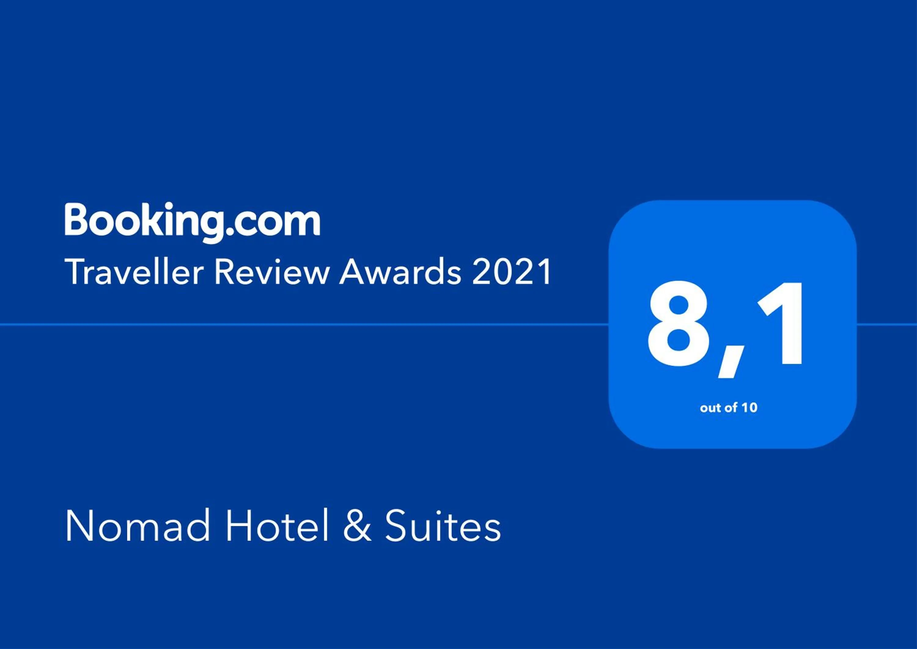 Certificate/Award in Nomad Hotel & Suites