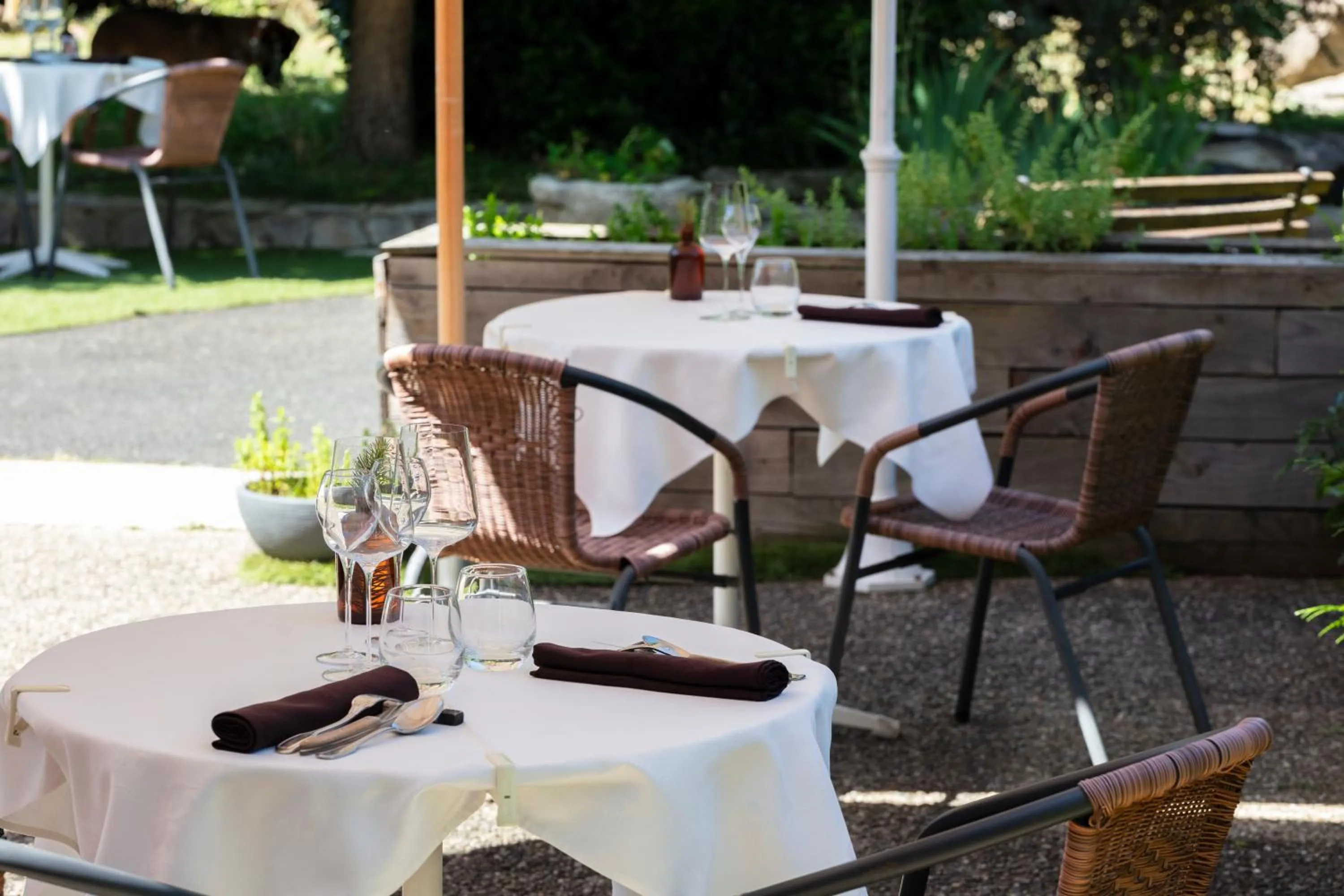 Patio in Hotel Restaurant Les Glycines