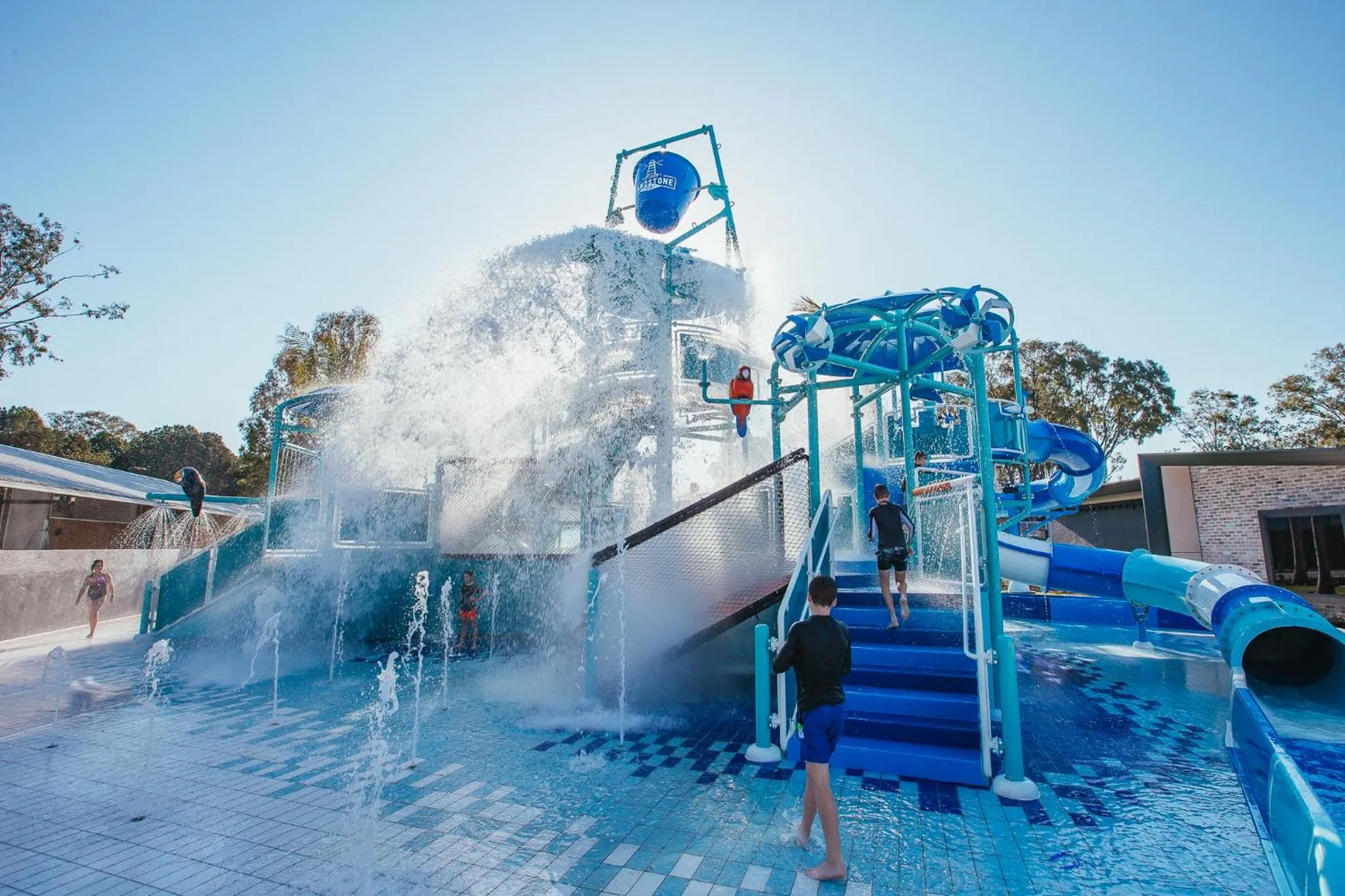 Aqua park in BIG4 Sandstone Point Holiday Resort Bribie Island