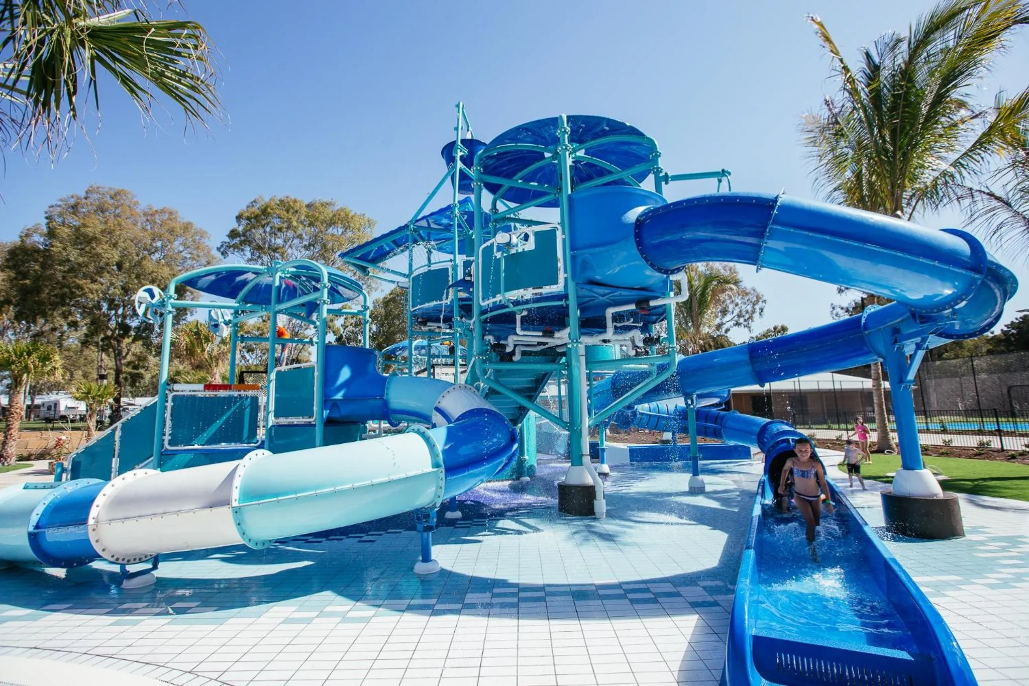 Aqua park in BIG4 Sandstone Point Holiday Resort Bribie Island