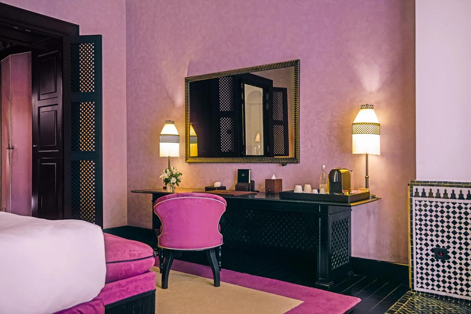 Seating area, Bed in Selman Marrakech