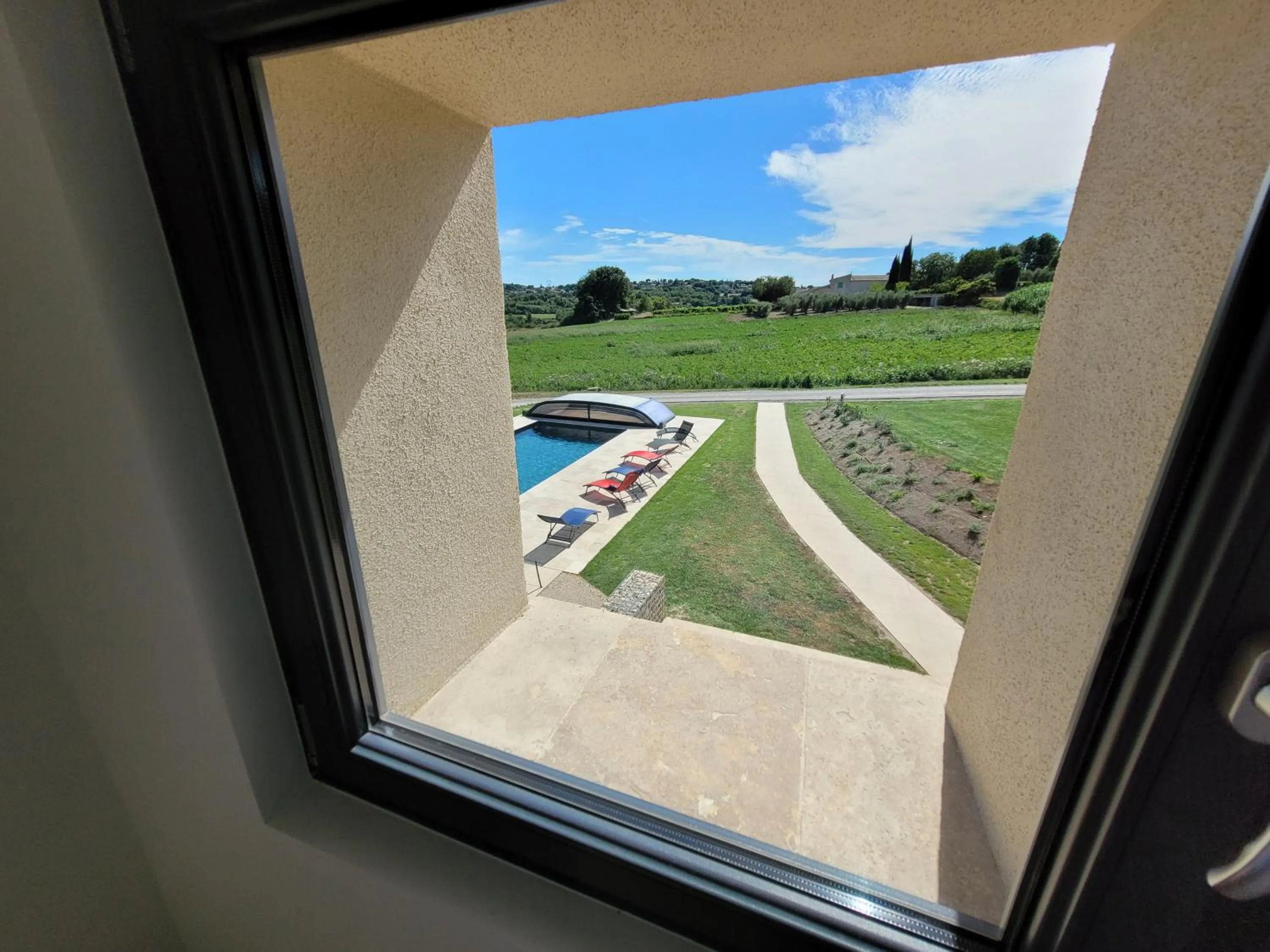 Pool view in la bastide de l'adrech