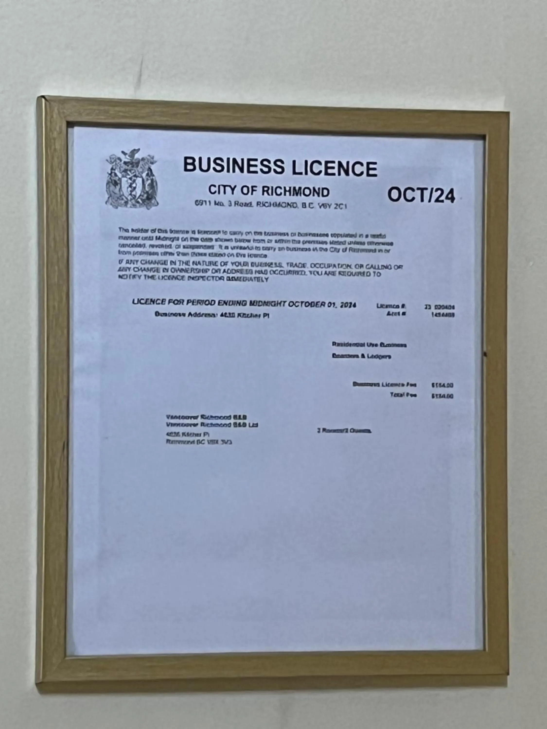 Logo/Certificate/Sign in Vancouver Bed & Breakfast