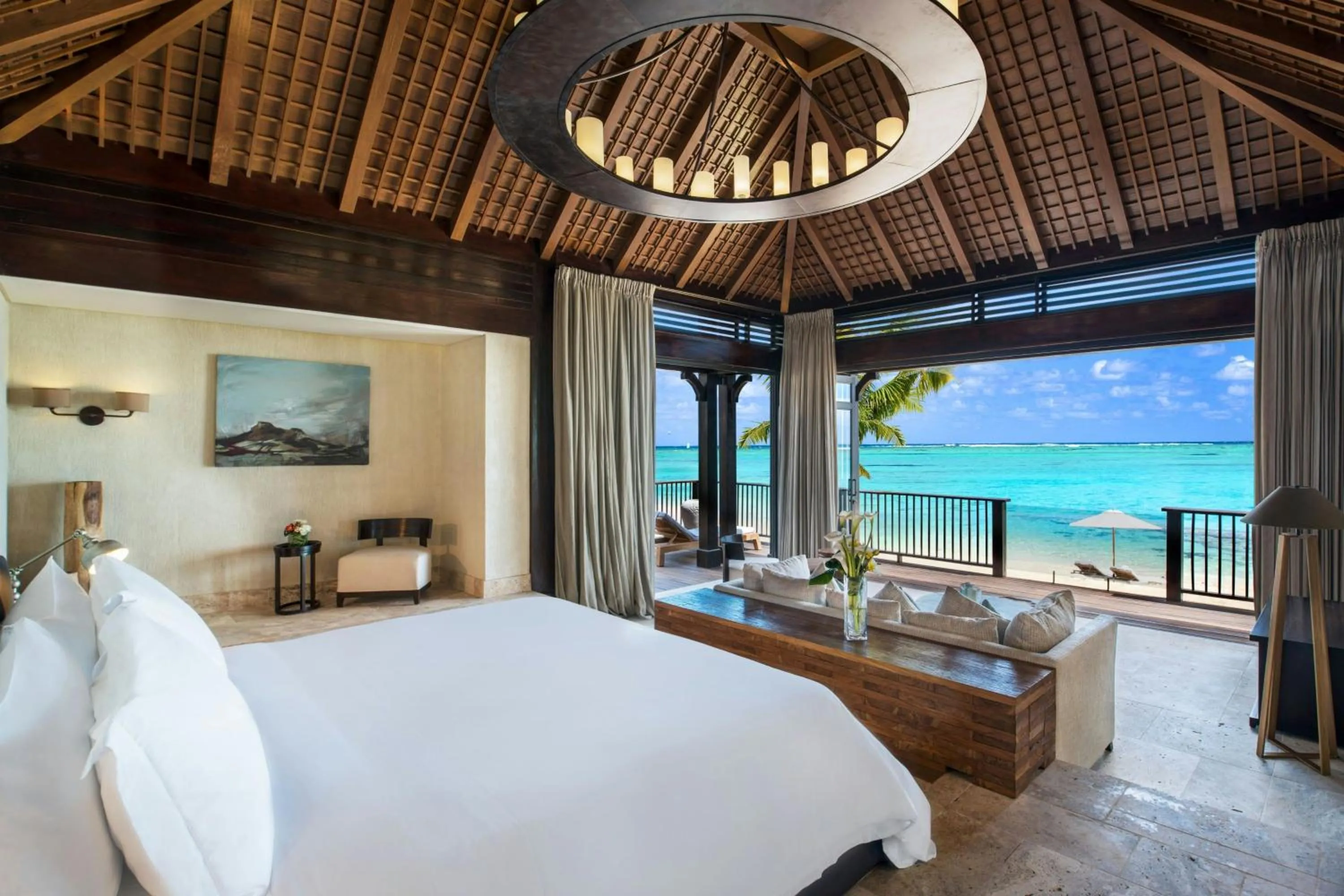 Beach, Bed in JW Marriott Mauritius Resort