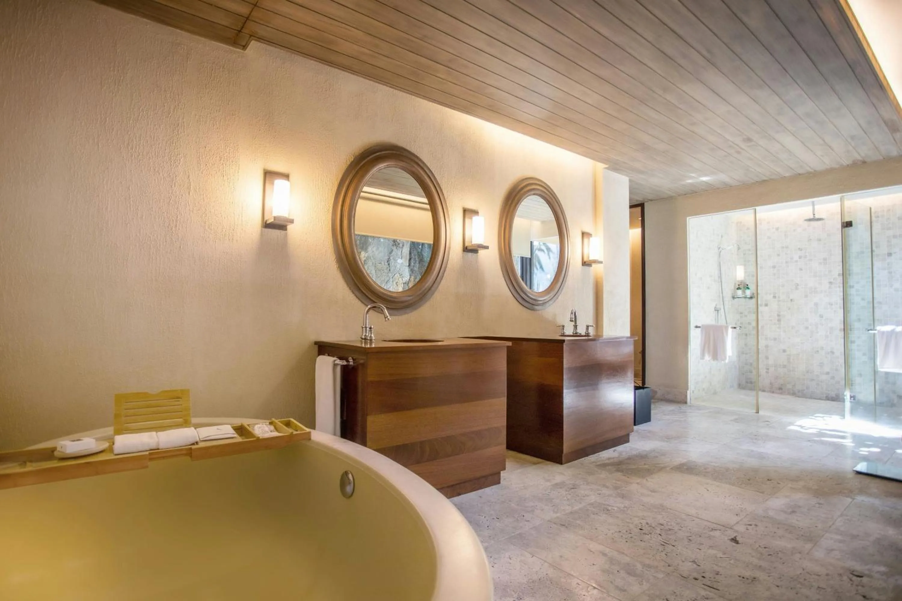 Bathroom, Bed in JW Marriott Mauritius Resort