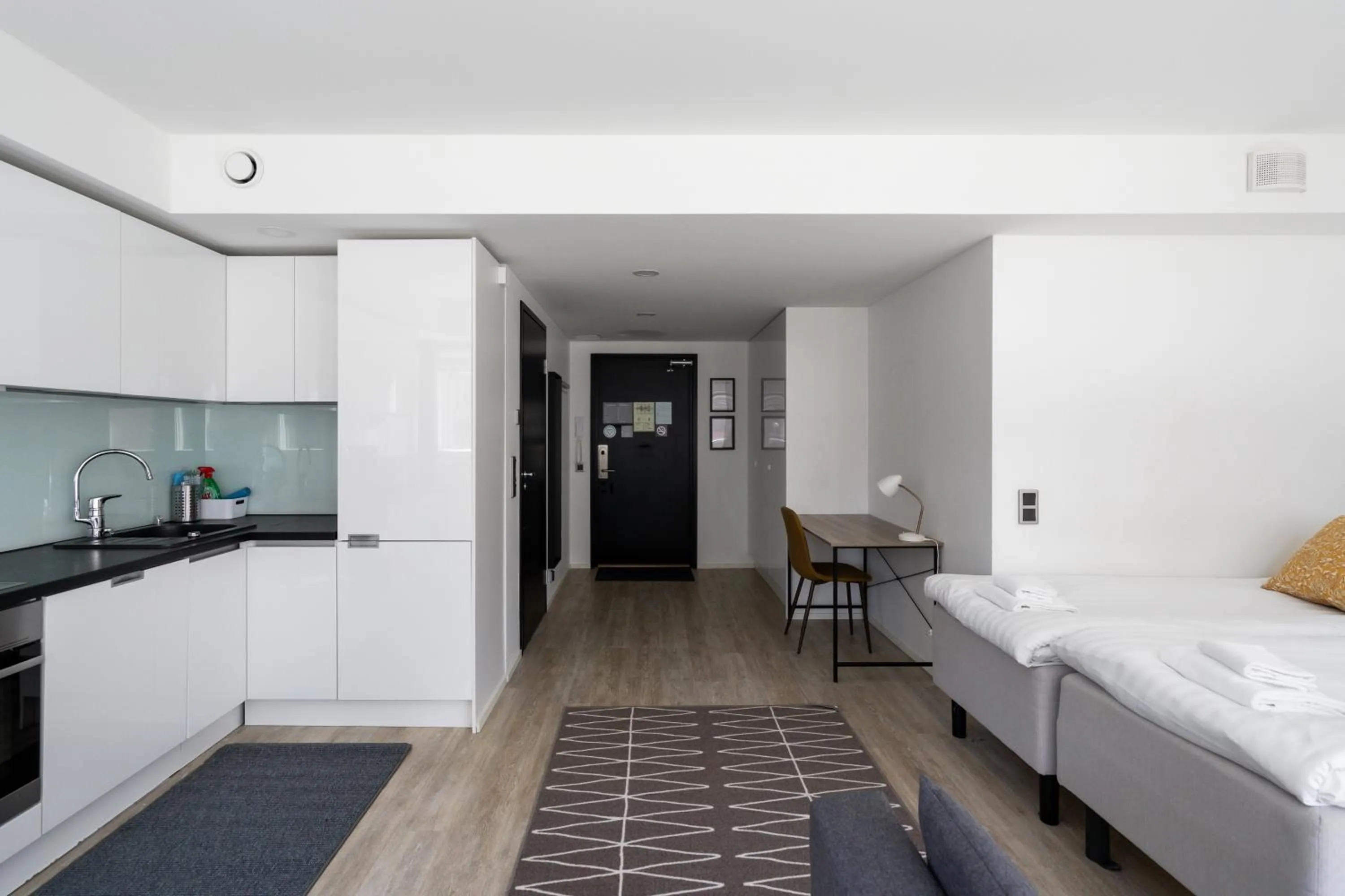 Photo of the whole room, Bed in Hiisi Homes Helsinki Haaga