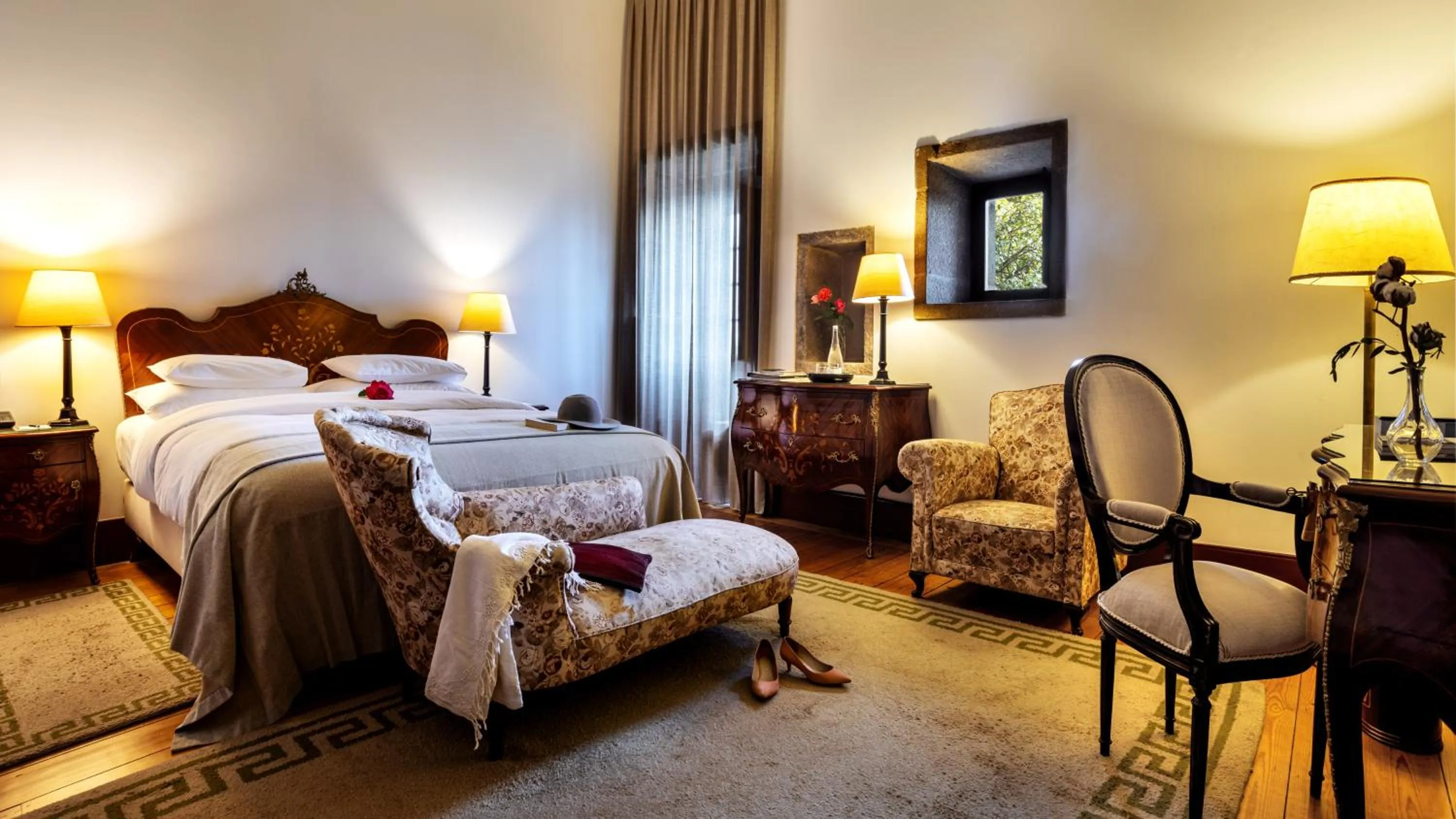 Decorative detail, Bed in Pousada Mosteiro de Guimaraes