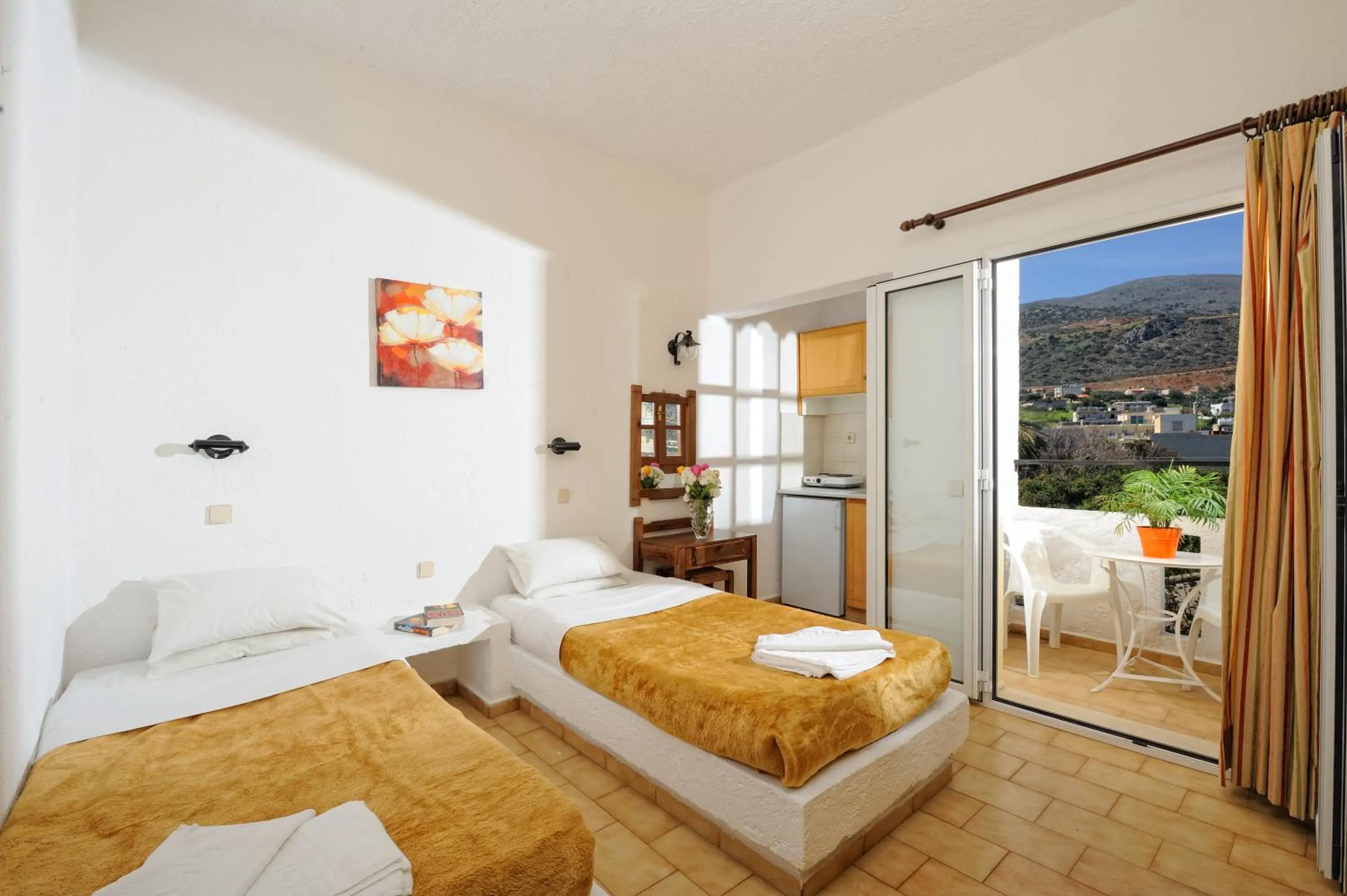 View (from property/room), Bed in Stelios Residence Apartments